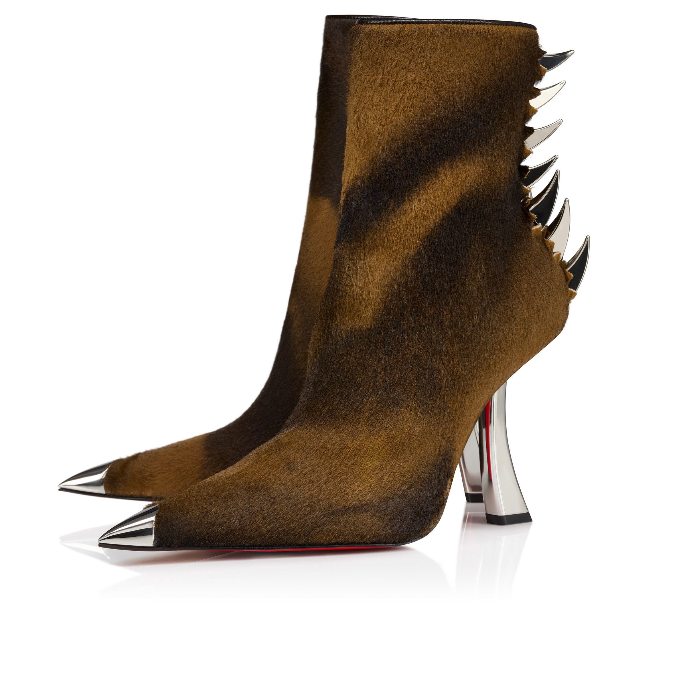 Christian Louboutin kate max booty spikes claw brown pony horsy leather Size US 5 / IT 35 - 2 Thumbnail