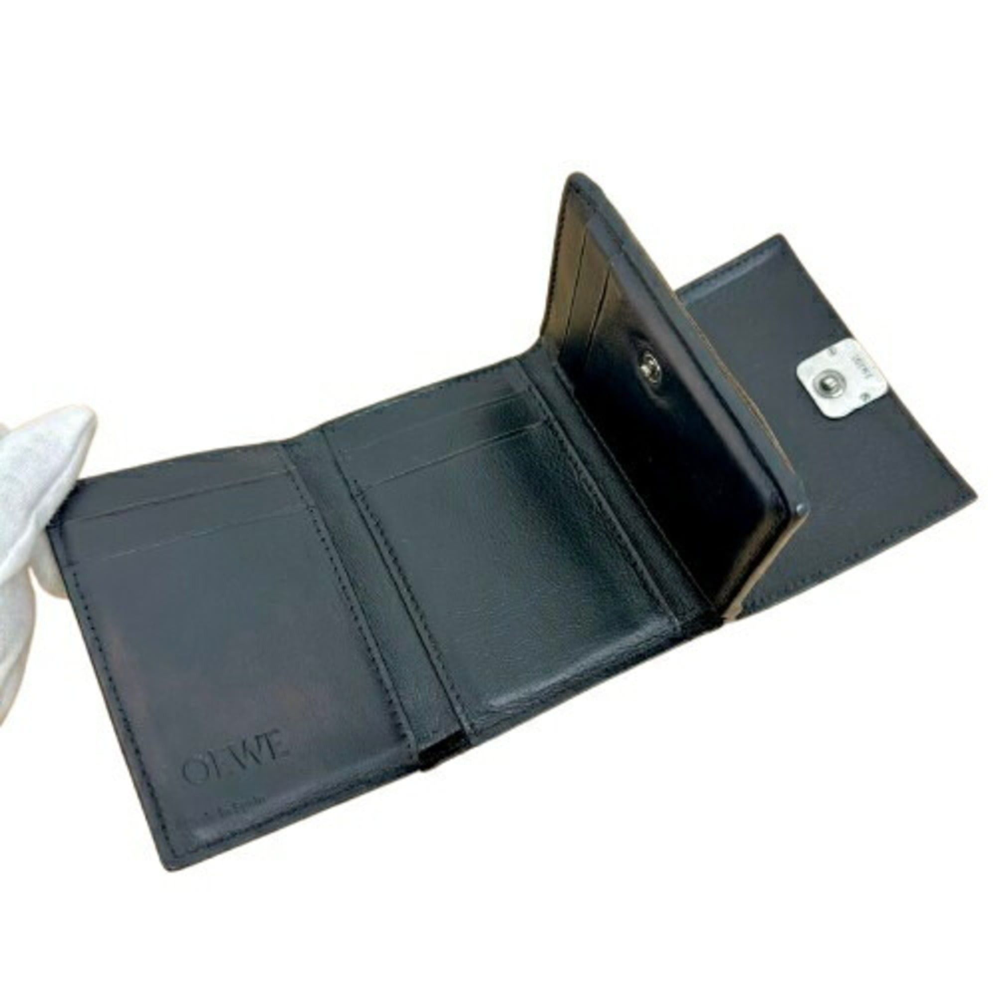 Loewe LOEWE Anagram Trifold Compact Wallet, Black, Women's Size ONE SIZE - 7 Thumbnail