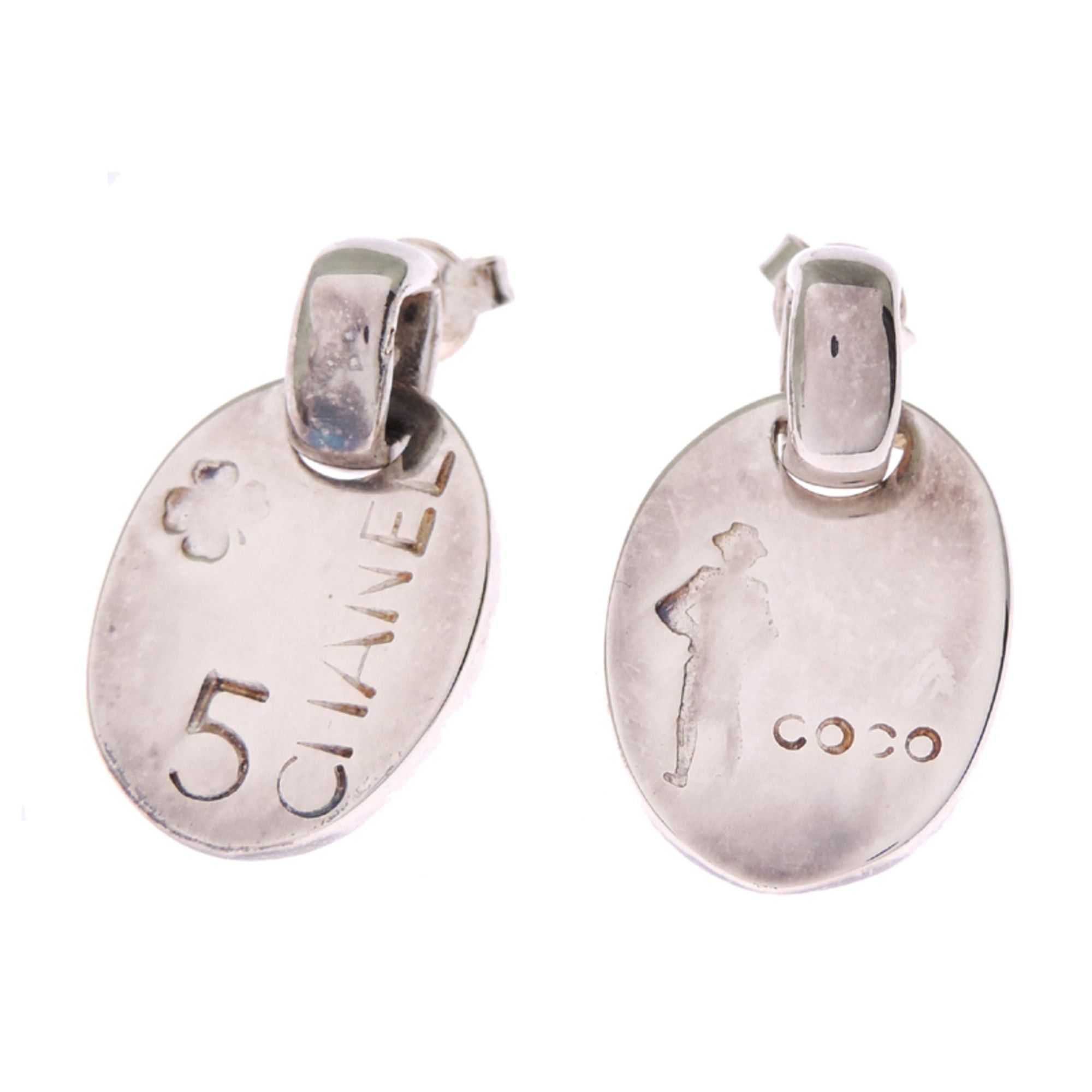 Chanel Chanel Clover No. 5 Women's Earrings, Sterling Silver 925 Size ONE SIZE - 2 Thumbnail