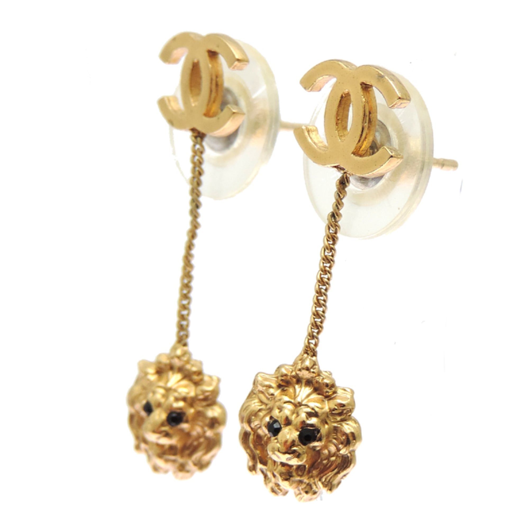 Chanel Chanel Coco Mark Lion Motif Women's Earrings GP Size ONE SIZE - 3 Thumbnail