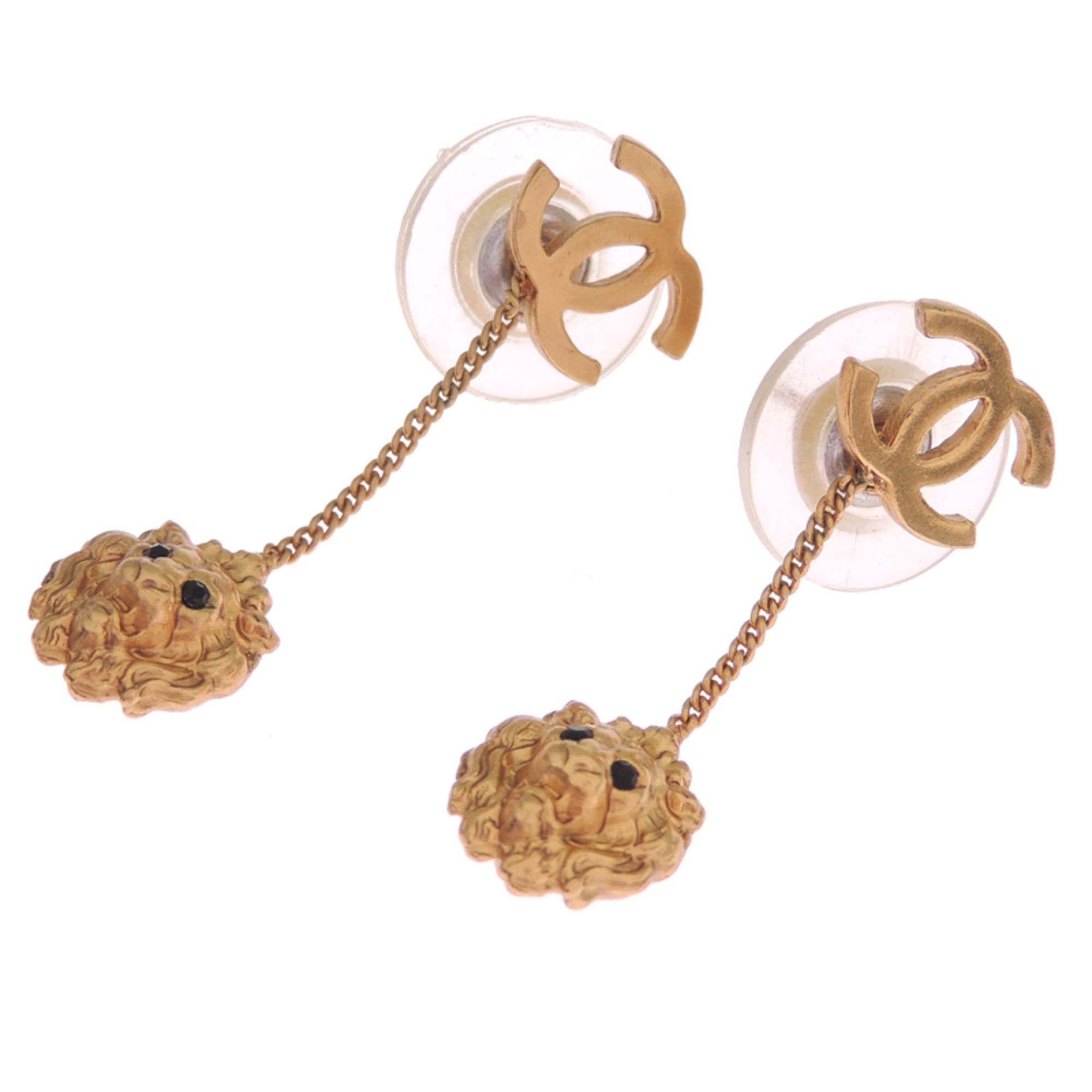 Chanel Chanel Coco Mark Lion Motif Women's Earrings GP Size ONE SIZE - 4 Thumbnail