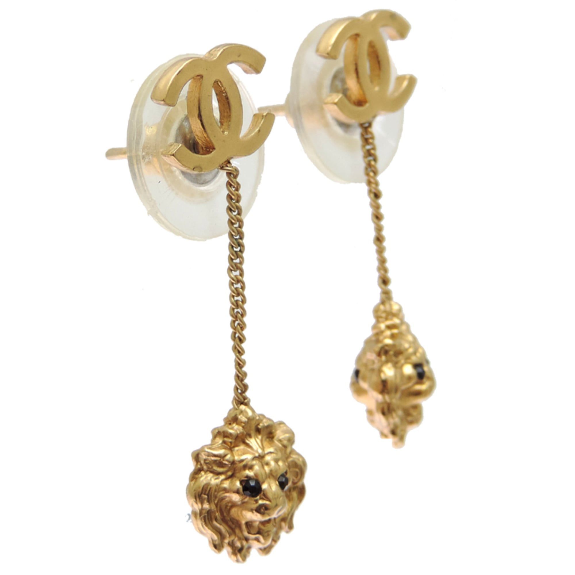 Chanel Chanel Coco Mark Lion Motif Women's Earrings GP Size ONE SIZE - 2 Thumbnail