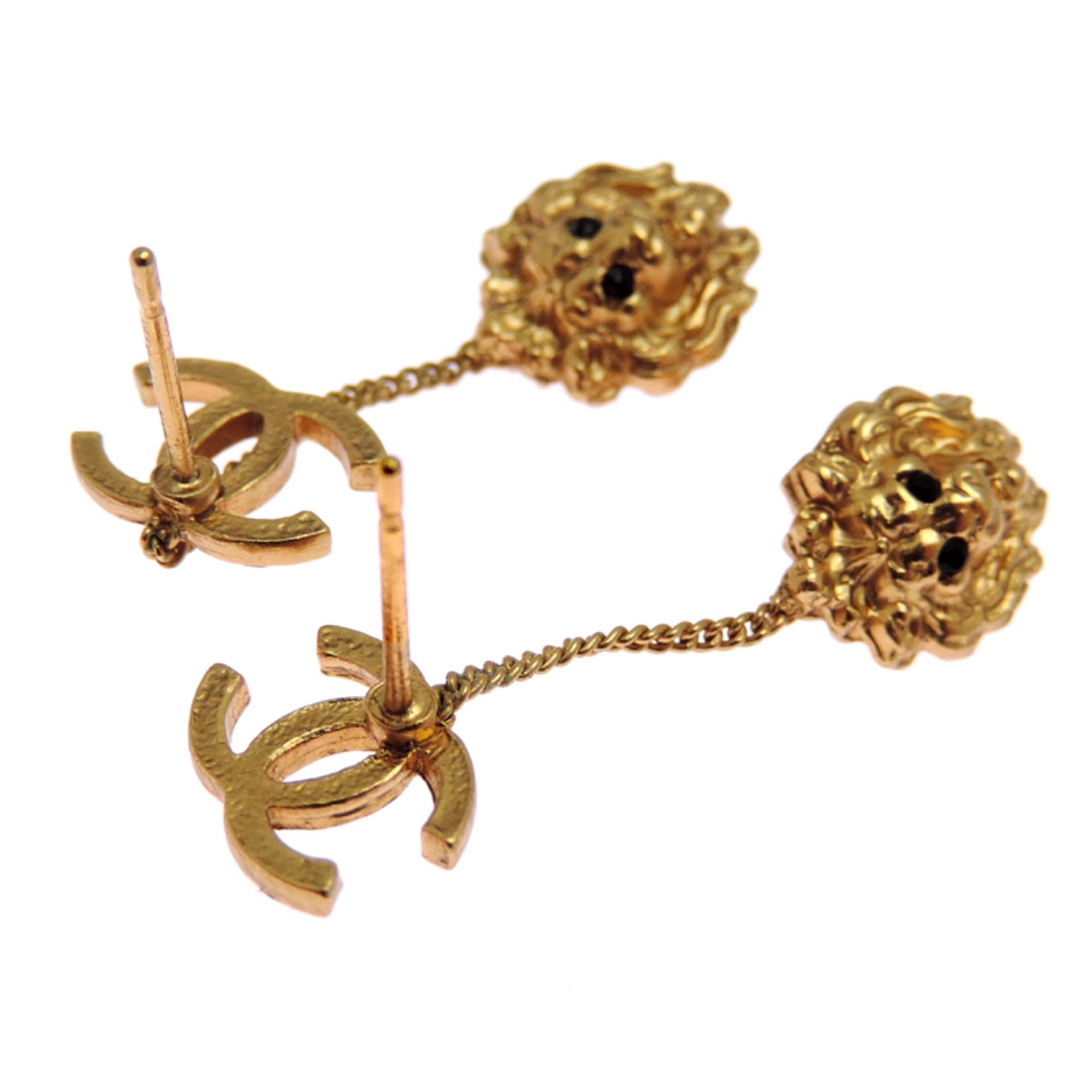 Chanel Chanel Coco Mark Lion Motif Women's Earrings GP Size ONE SIZE - 6 Thumbnail