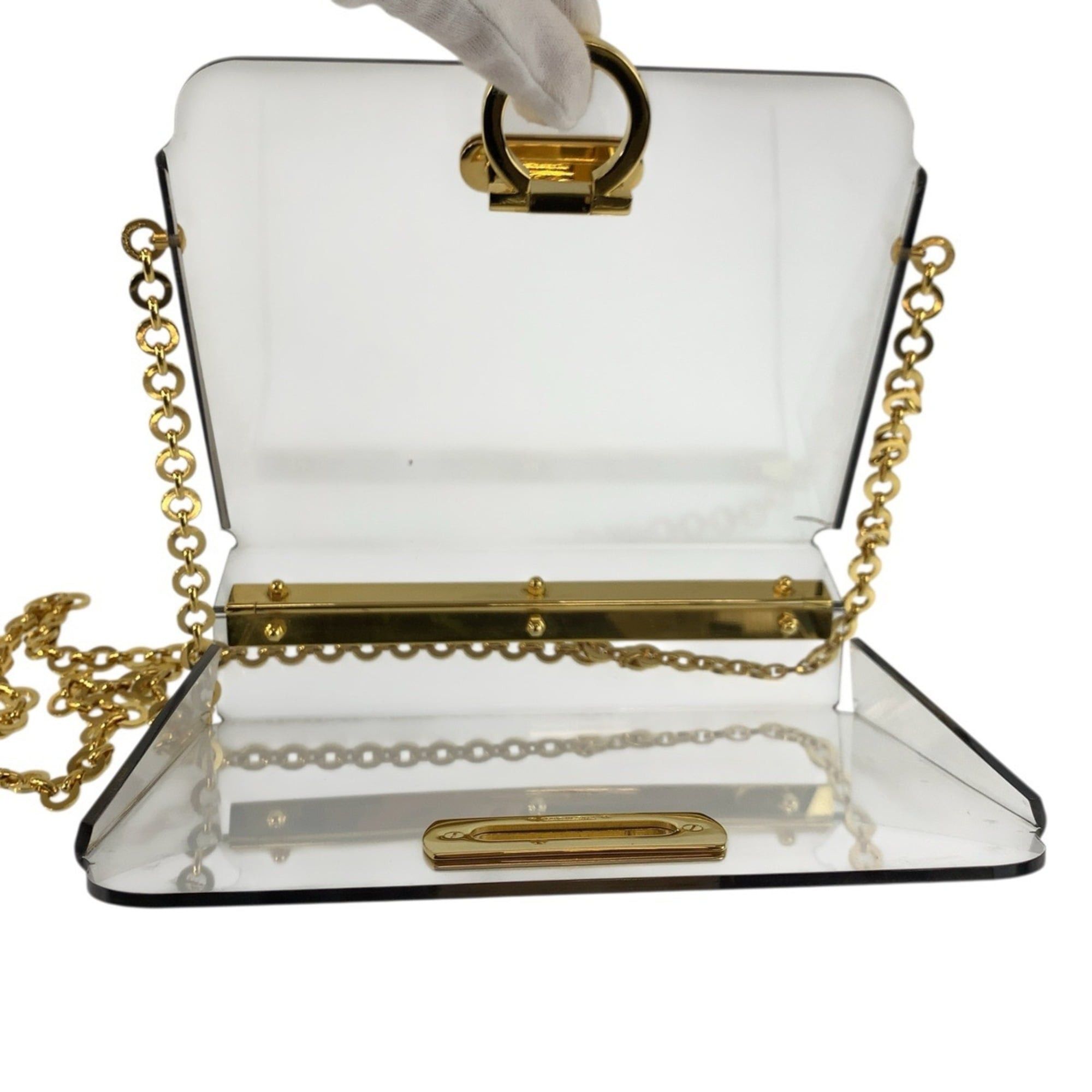Salvatore Ferragamo Salvatore Ferragamo Gancini Clear Gold Hardware Plastic Chain Shoulder Bag for Women Size ONE SIZE - 9 Thumbnail