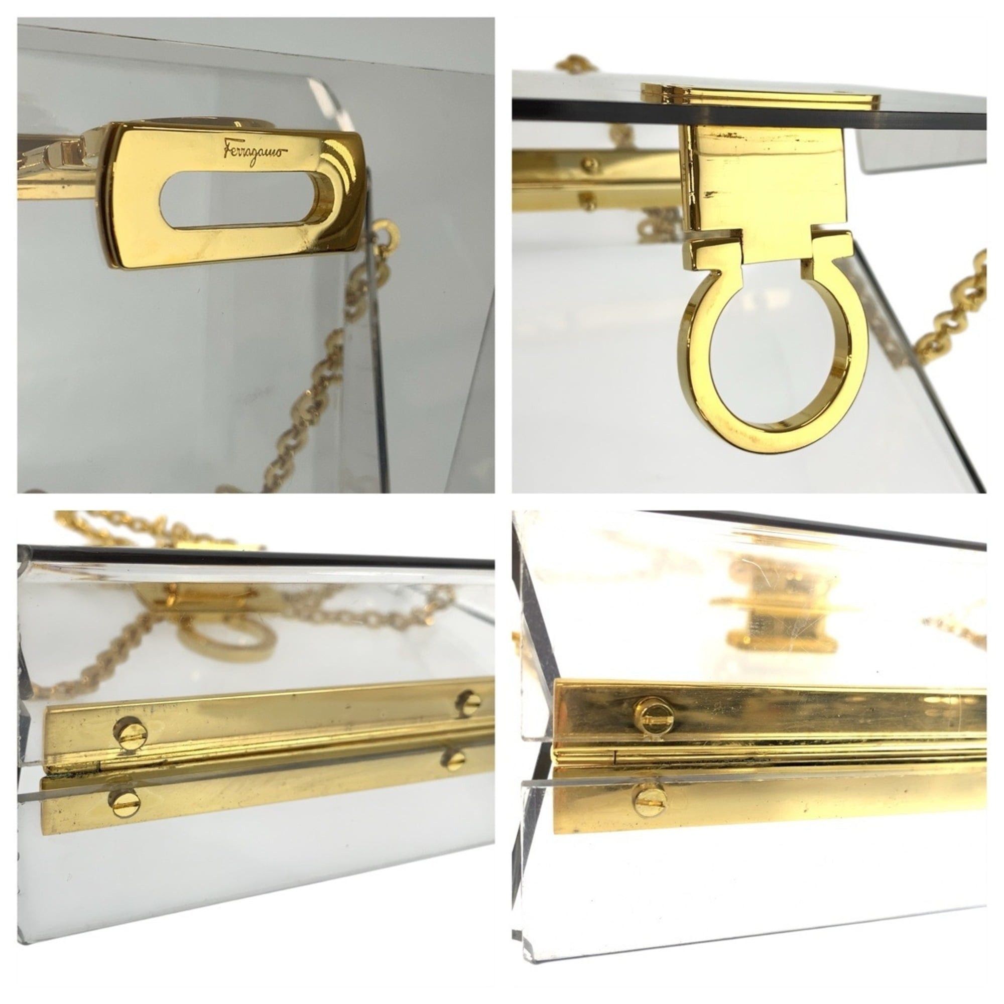 Salvatore Ferragamo Salvatore Ferragamo Gancini Clear Gold Hardware Plastic Chain Shoulder Bag for Women Size ONE SIZE - 5 Thumbnail