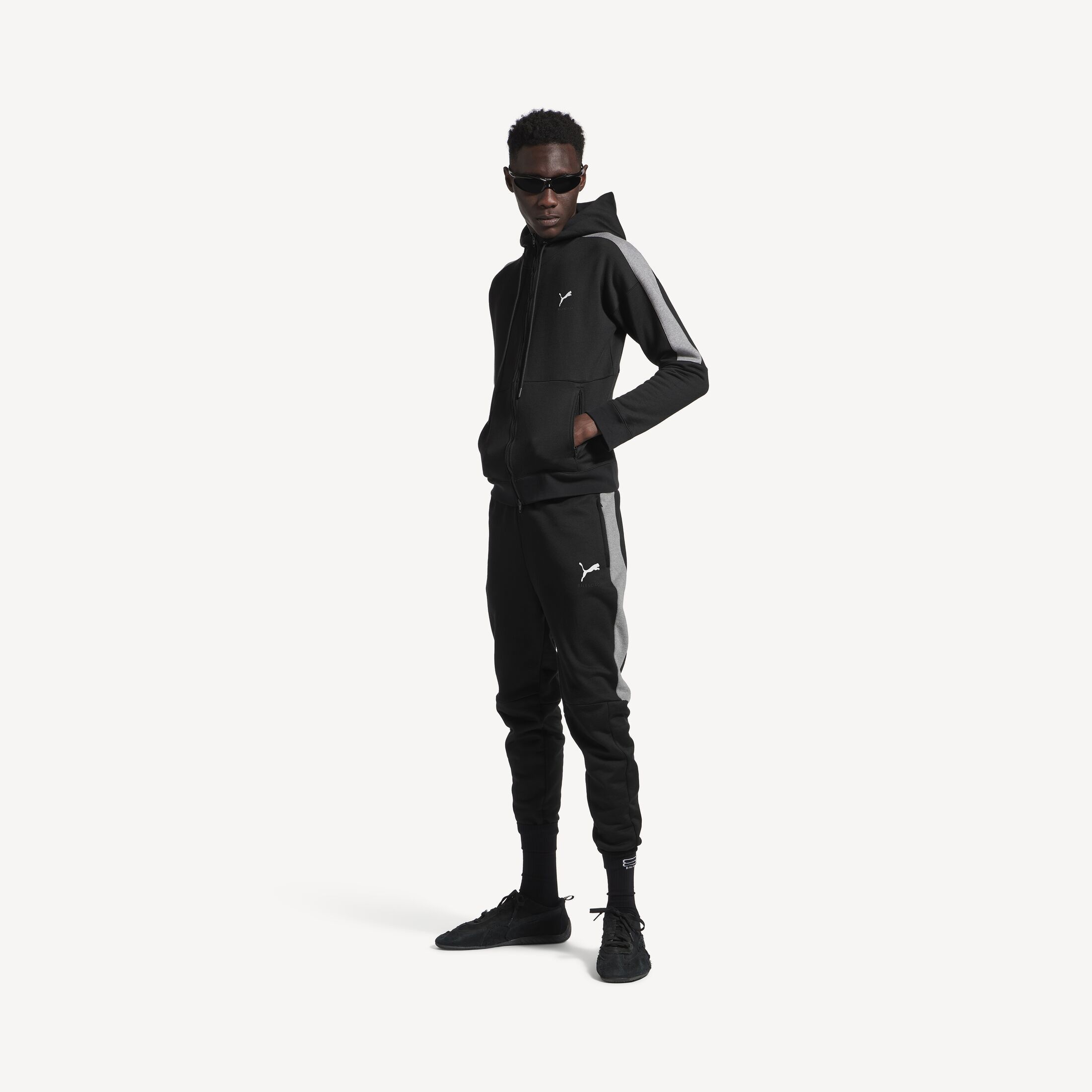 Balenciaga × Puma PUMA HOODED TRACKSUIT JACKET IN BLACK/DARK HEATHER GREY Size US S / EU 44-46 / 1 - 2 Thumbnail