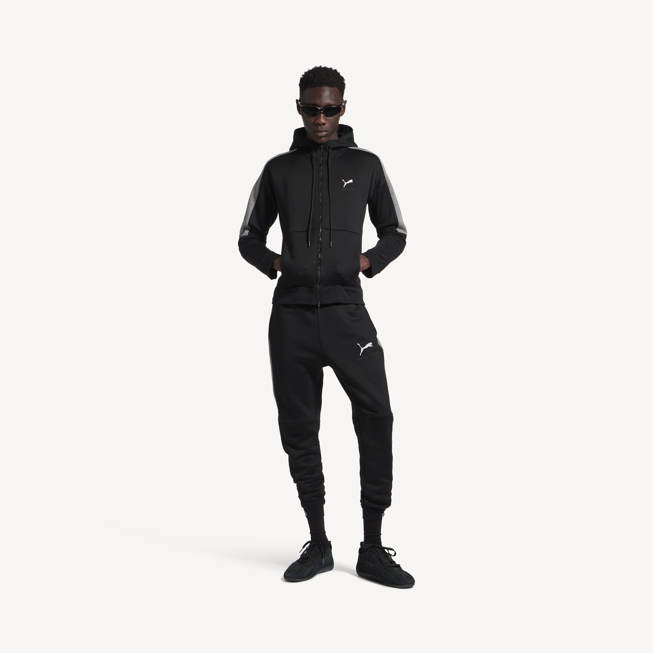 Balenciaga × Puma PUMA FITTED TRACKSUIT PANTS IN BLACK/DARK HEATHER GREY Size US 28 / EU 44 - 2 Thumbnail