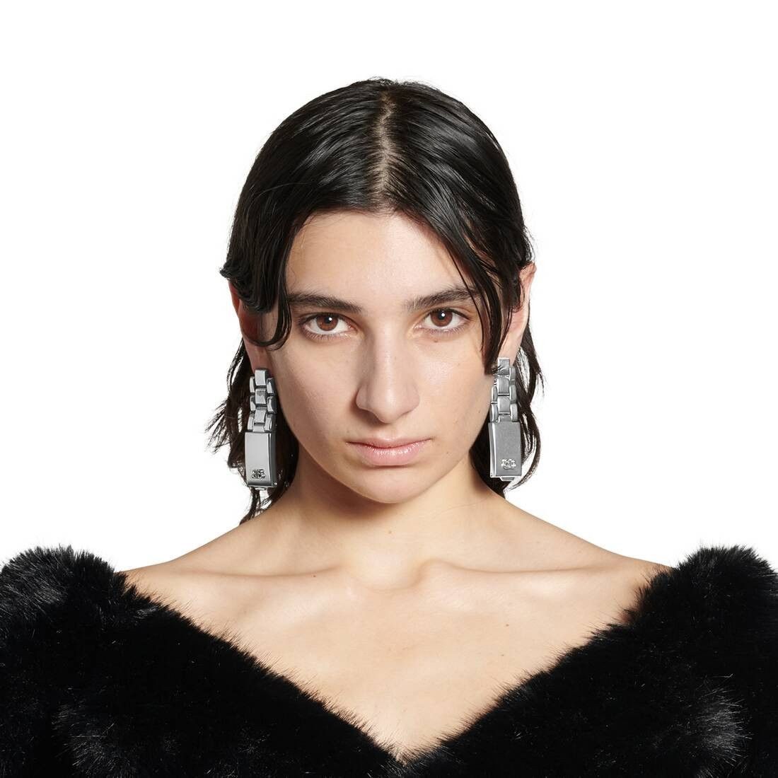 Balenciaga 24/7 earrings in silver Size ONE SIZE - 4 Thumbnail