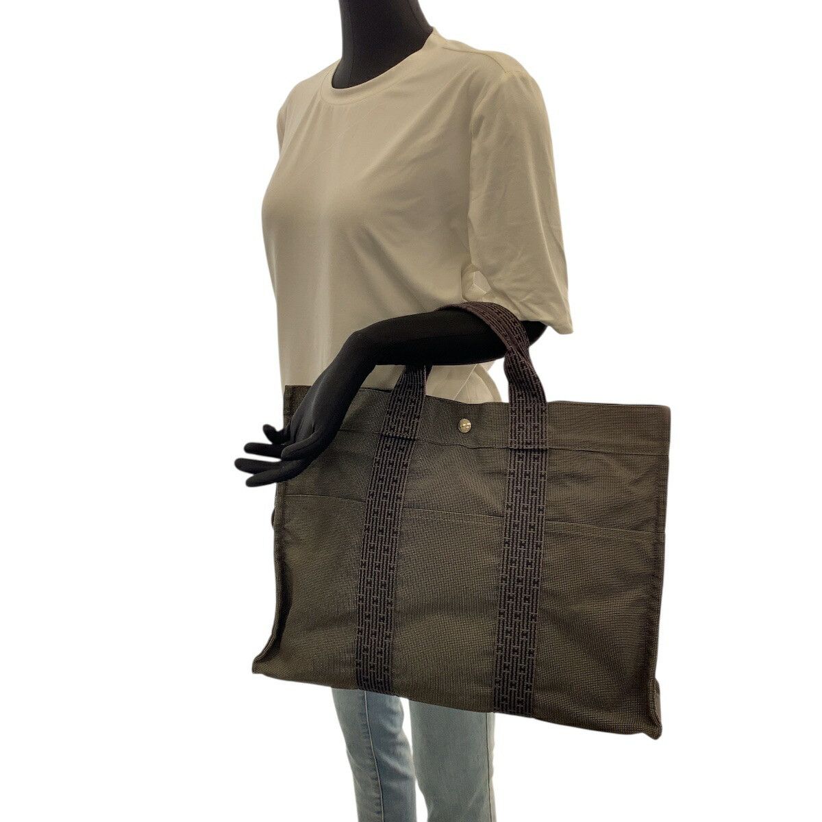 Hermes Hermes Hermes Herline MM Canvas Tote Bag Textile Tote Bag DUTY FREE for USA Size ONE SIZE - 7 Thumbnail
