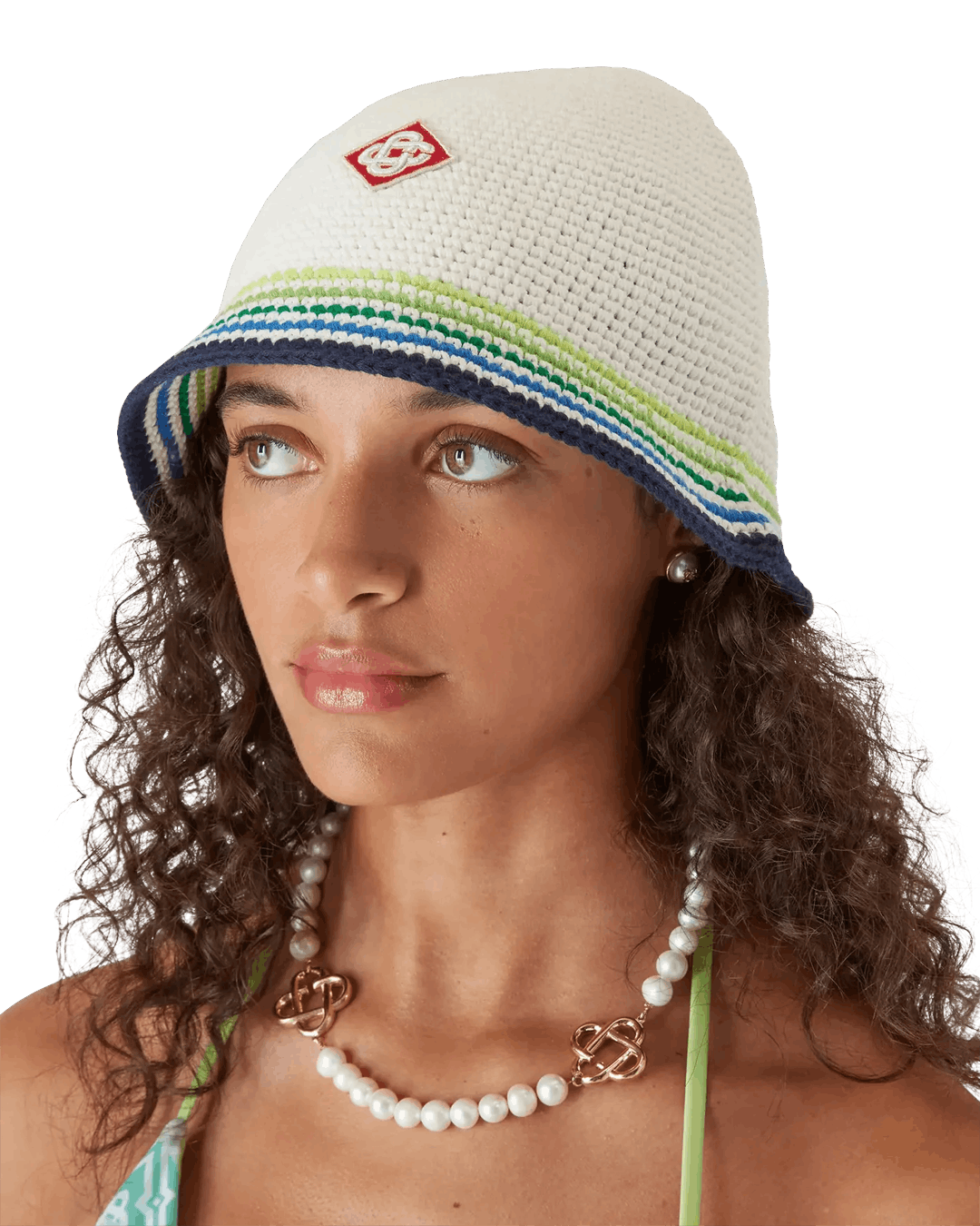 Casablanca Stripe Crochet Hat Size ONE SIZE - 3 Thumbnail
