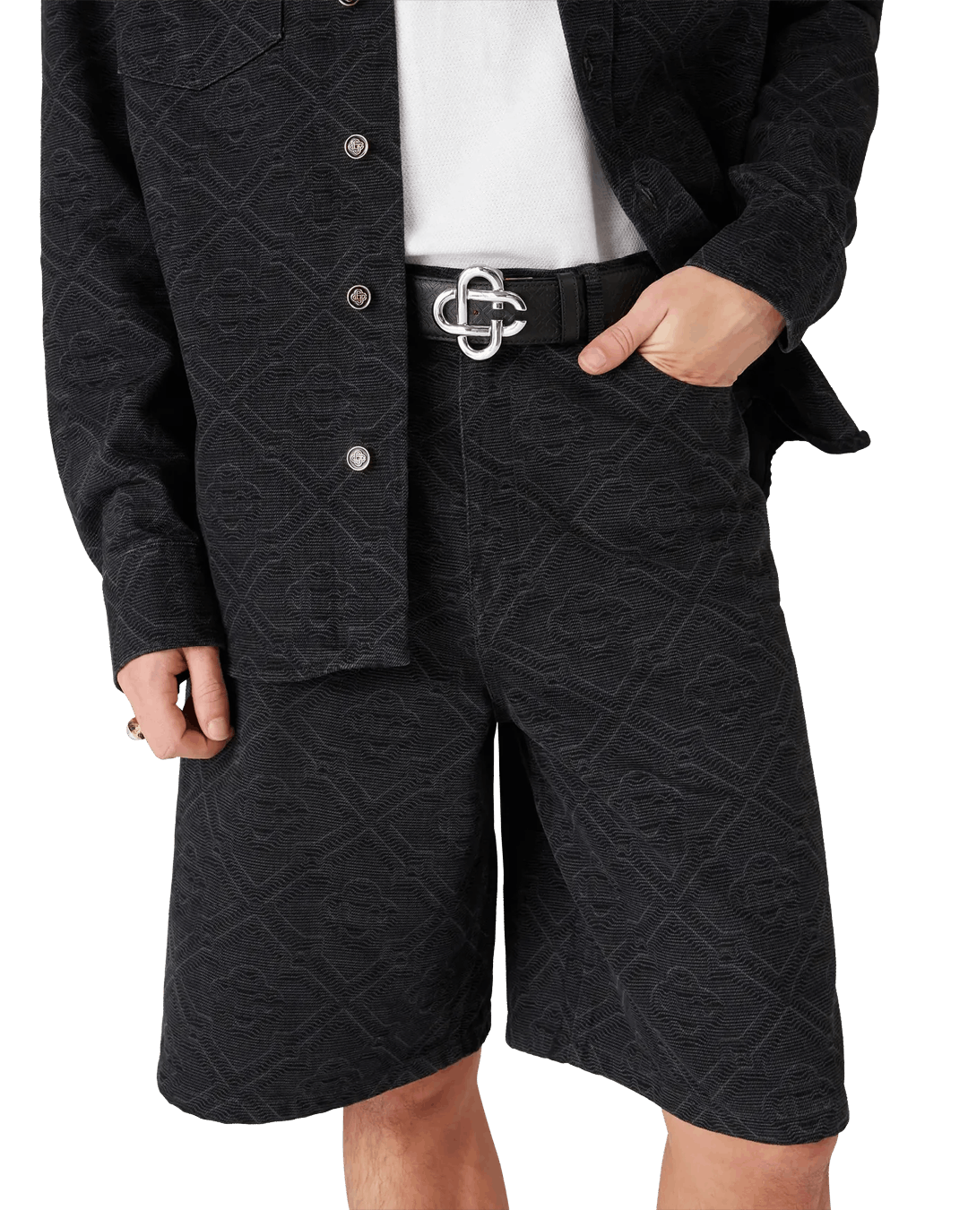 Casablanca Laser Monogram Denim Shorts Black Size US 28 / EU 44 - 5 Thumbnail