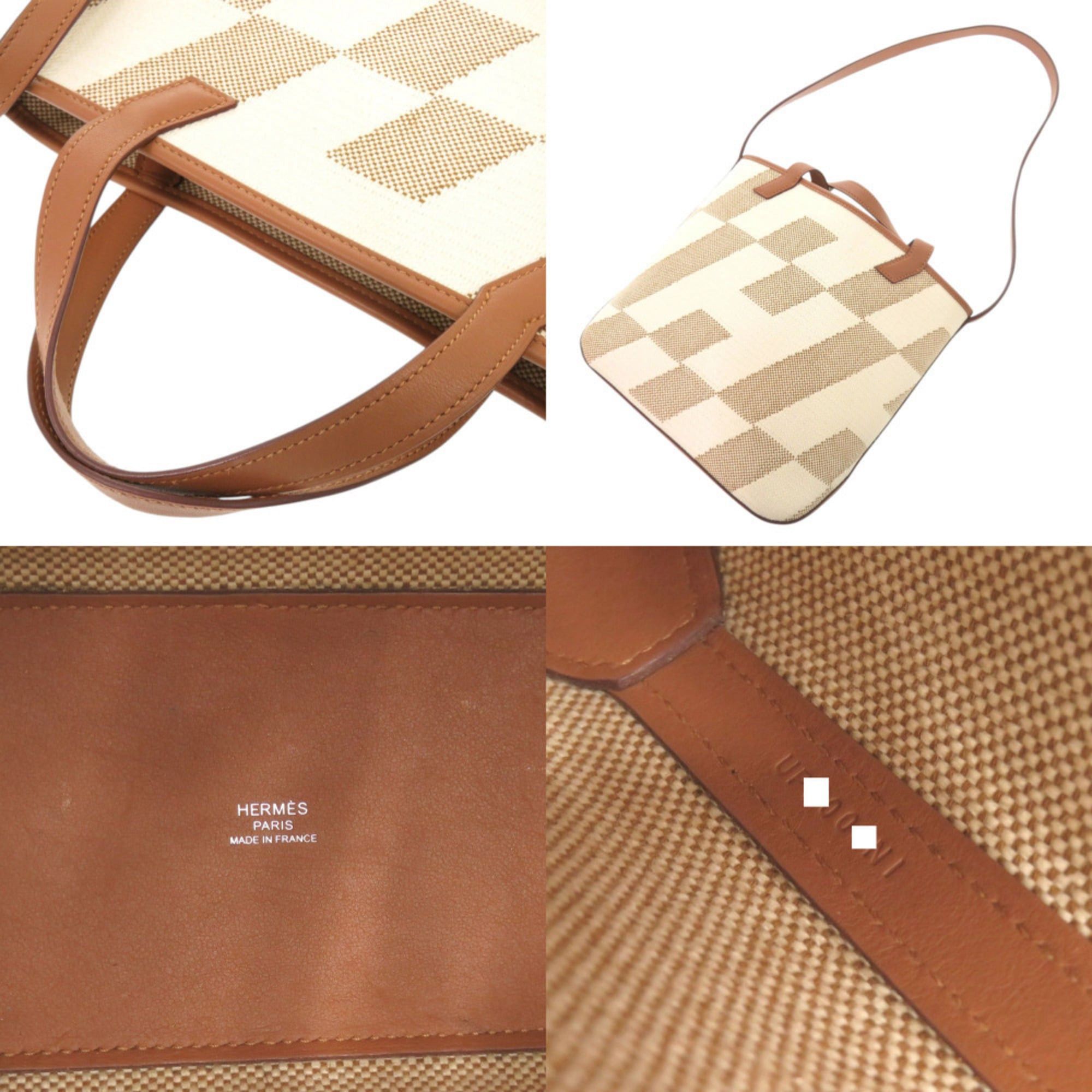 Hermes Excellent condition Hermes H Ambier PM Tote Bag/Shoulder Bag in Veau Swift Toile Leather, Gold, U stamp (2022 production) 1756HERMES Size ONE SIZE - 7 Thumbnail