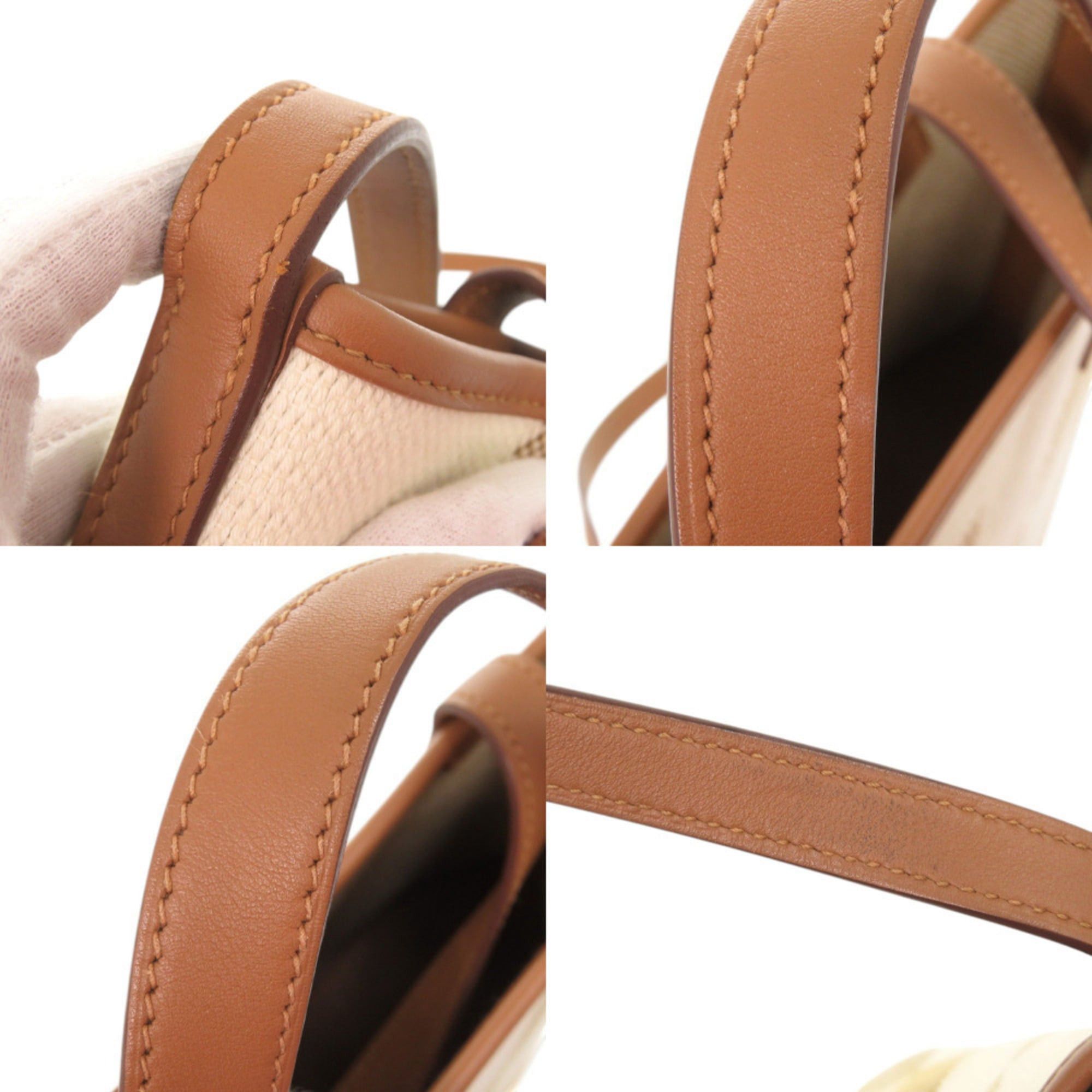 Hermes Excellent condition Hermes H Ambier PM Tote Bag/Shoulder Bag in Veau Swift Toile Leather, Gold, U stamp (2022 production) 1756HERMES Size ONE SIZE - 8 Thumbnail