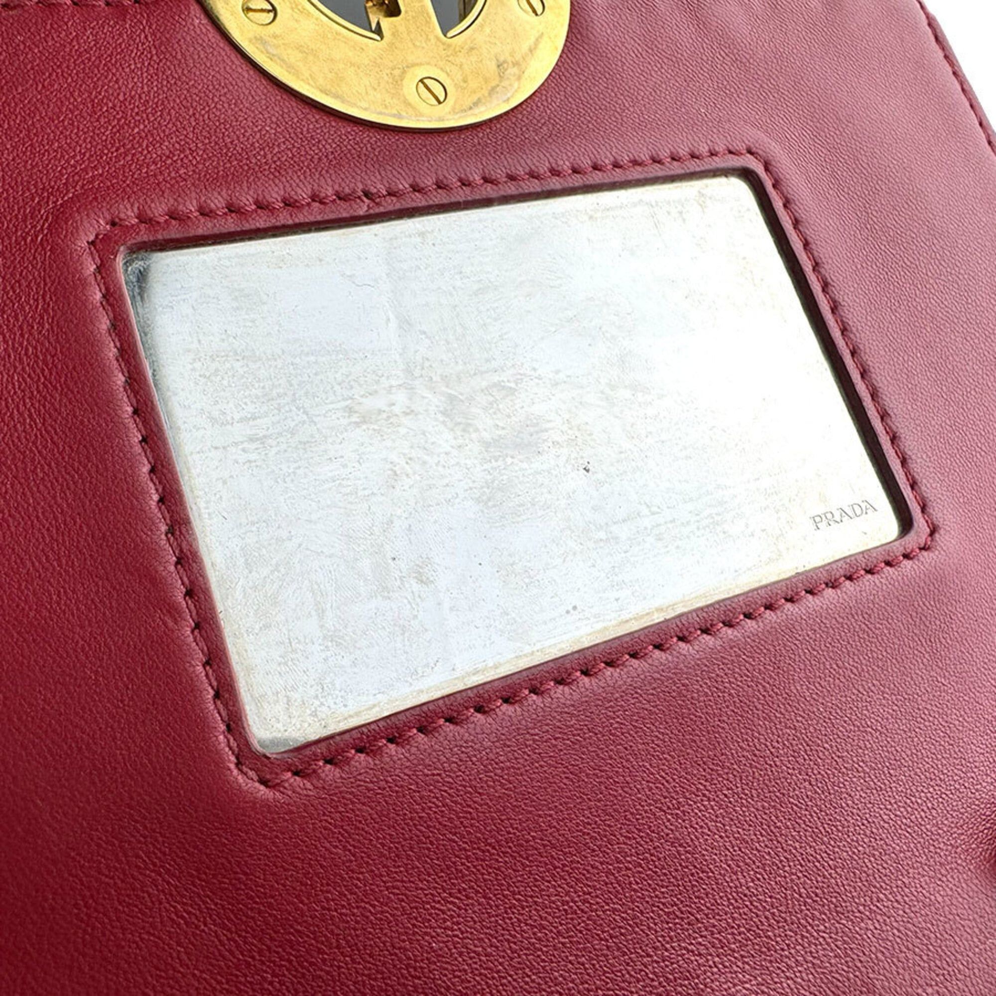 Prada Prada Shoulder Bag Leather Red Women's z9094 Size ONE SIZE - 11 Thumbnail