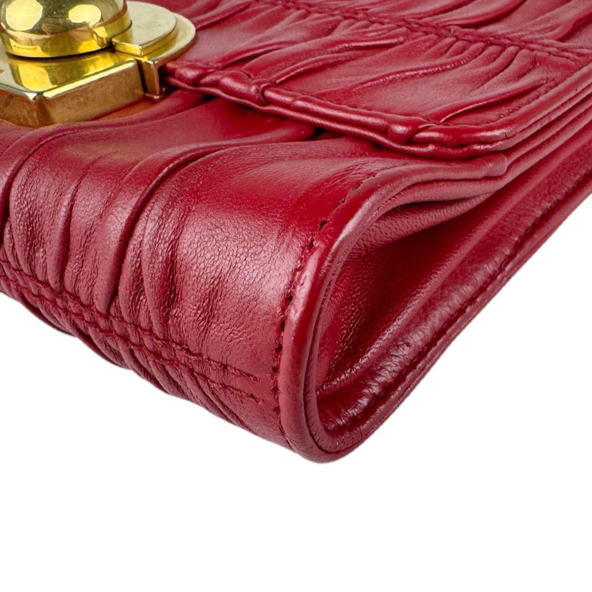 Prada Prada Shoulder Bag Leather Red Women's z9094 Size ONE SIZE - 9 Thumbnail