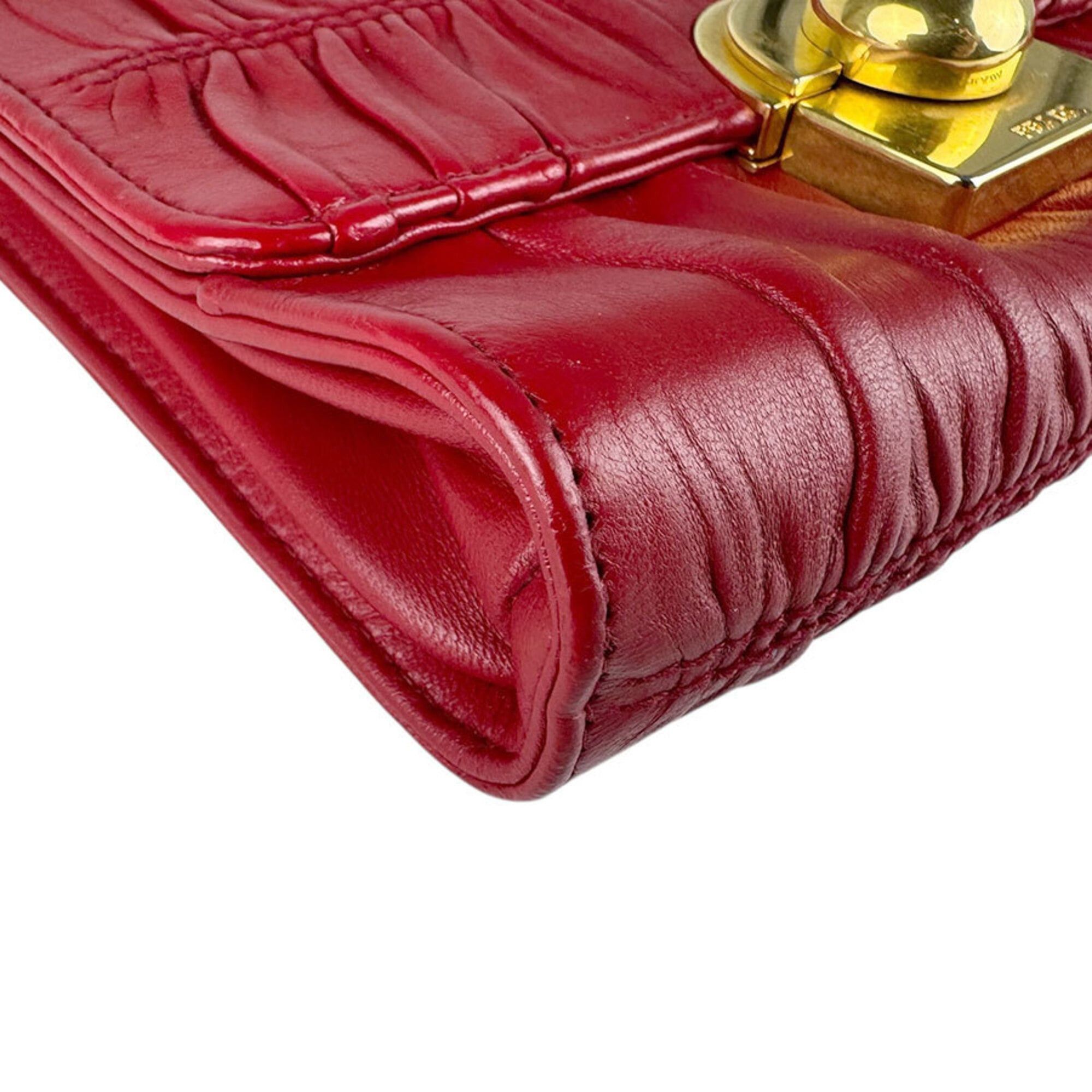 Prada Prada Shoulder Bag Leather Red Women's z9094 Size ONE SIZE - 8 Thumbnail