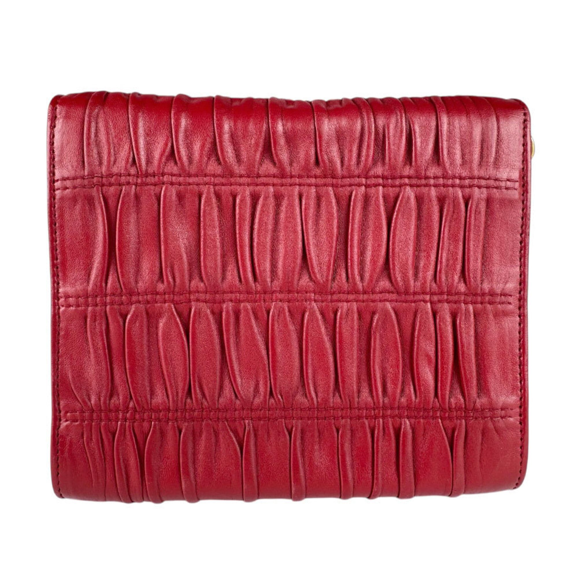 Prada Prada Shoulder Bag Leather Red Women's z9094 Size ONE SIZE - 3 Thumbnail