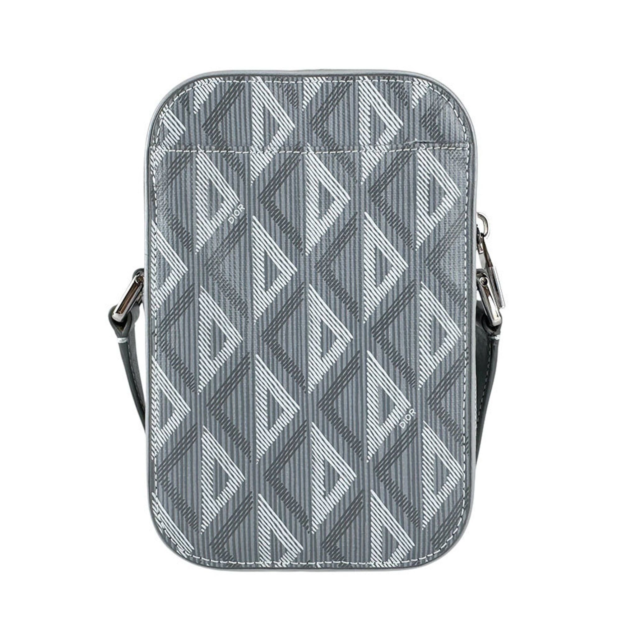 Dior Christian Dior CD Diamond Hit The Road Vertical Shoulder Bag/Handbag/Pouch, Leather, Gray, Men's (z9102) Size ONE SIZE - 3 Thumbnail