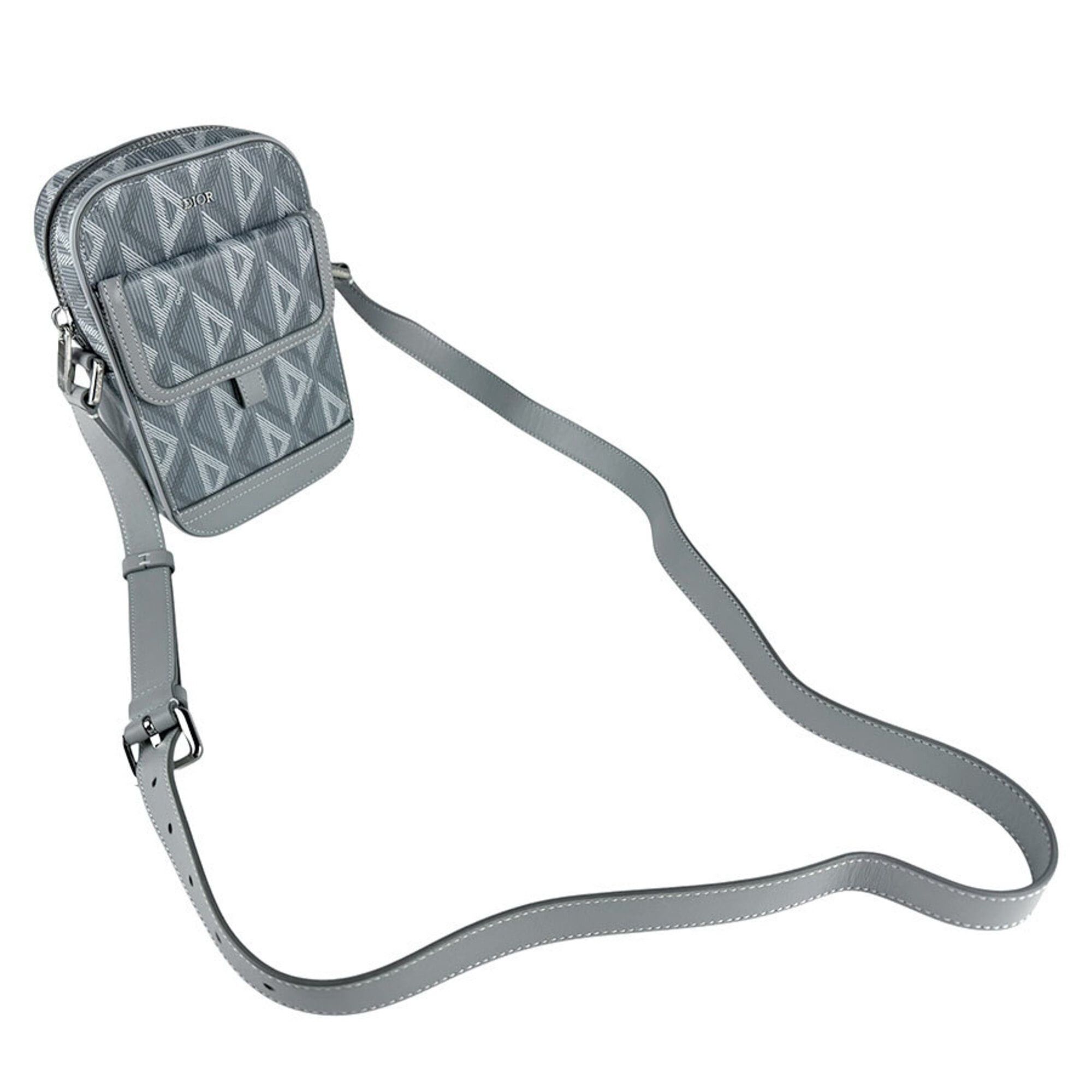 Dior Christian Dior CD Diamond Hit The Road Vertical Shoulder Bag/Handbag/Pouch, Leather, Gray, Men's (z9102) Size ONE SIZE - 10 Thumbnail