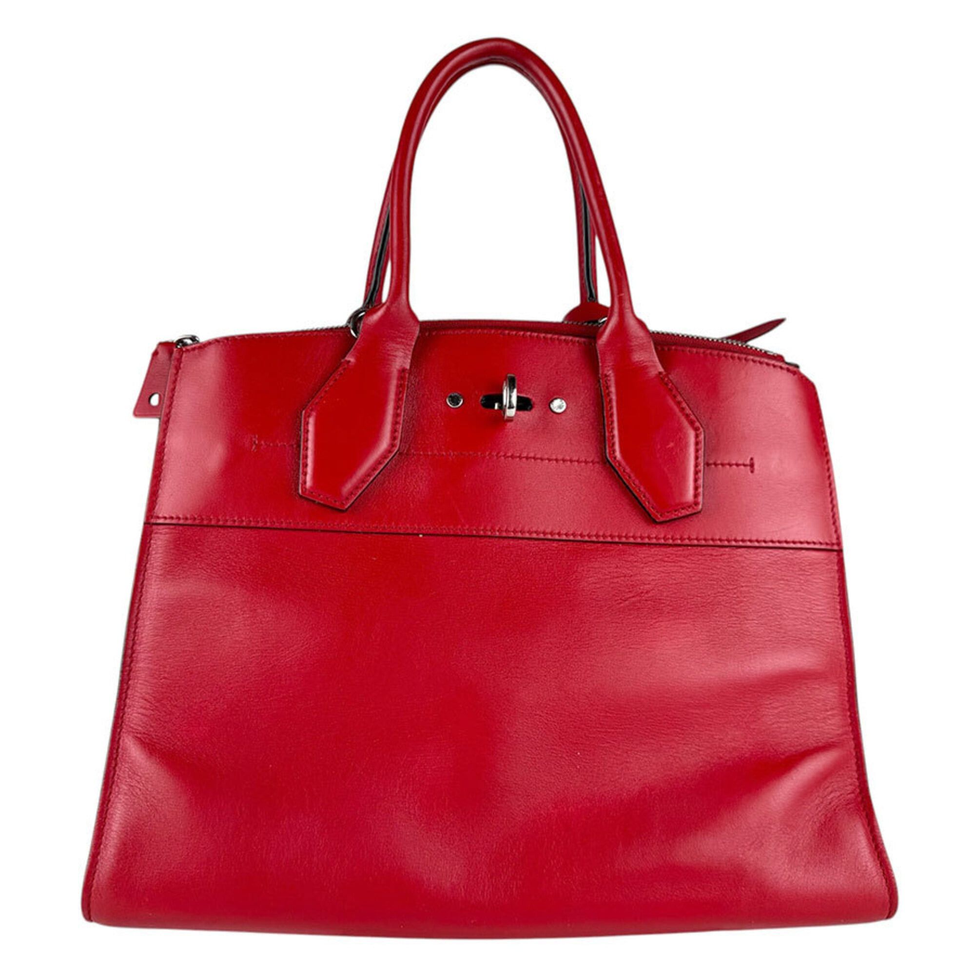 Louis Vuitton Louis Vuitton City Steamer MM Leather Handbag/Shoulder Bag, Red/Silver, Women's, M51027 z9099 Size ONE SIZE - 3 Thumbnail