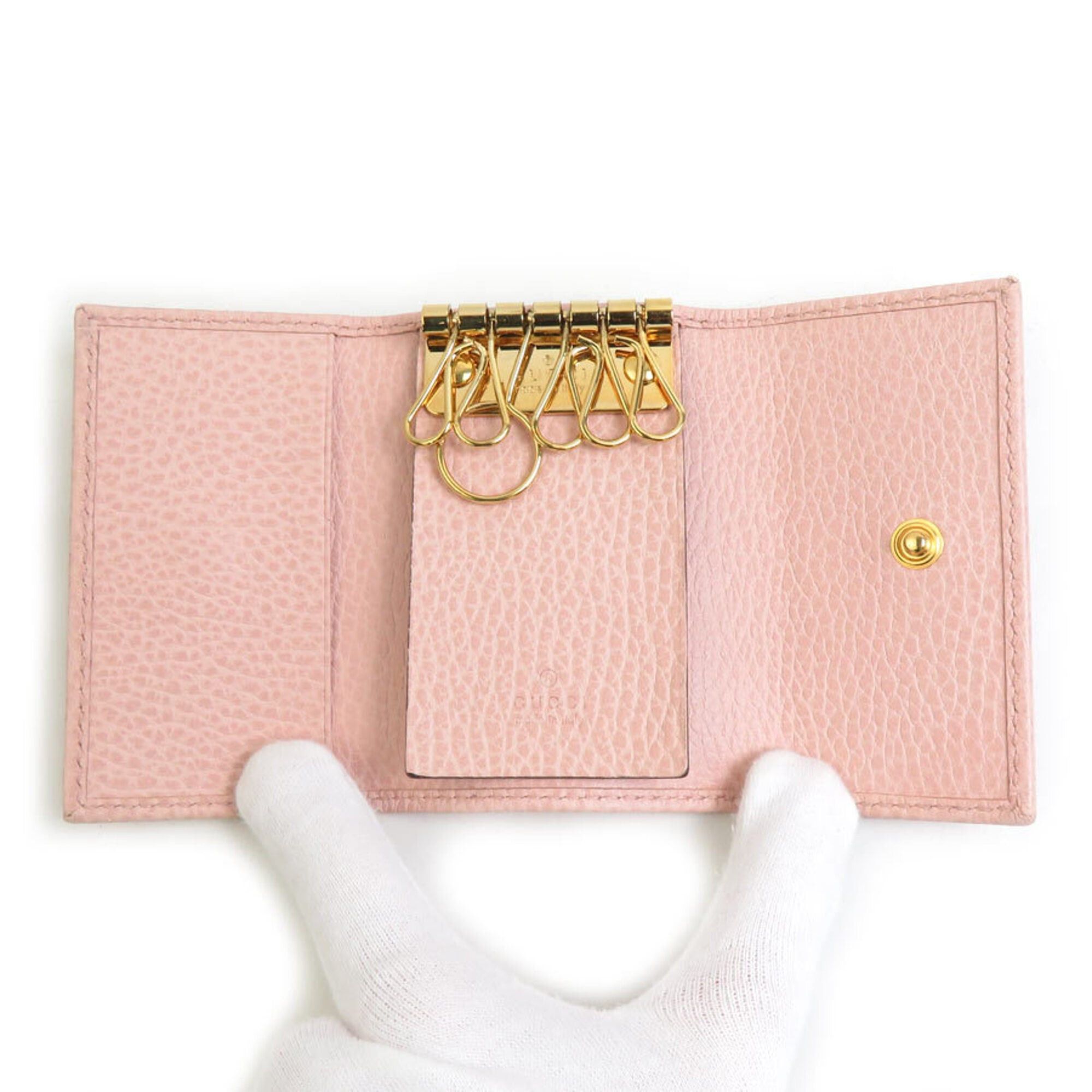 Gucci Gucci GG Marmont Leather Key Case, Pink, Women's, 456118 56658i Size ONE SIZE - 3 Thumbnail