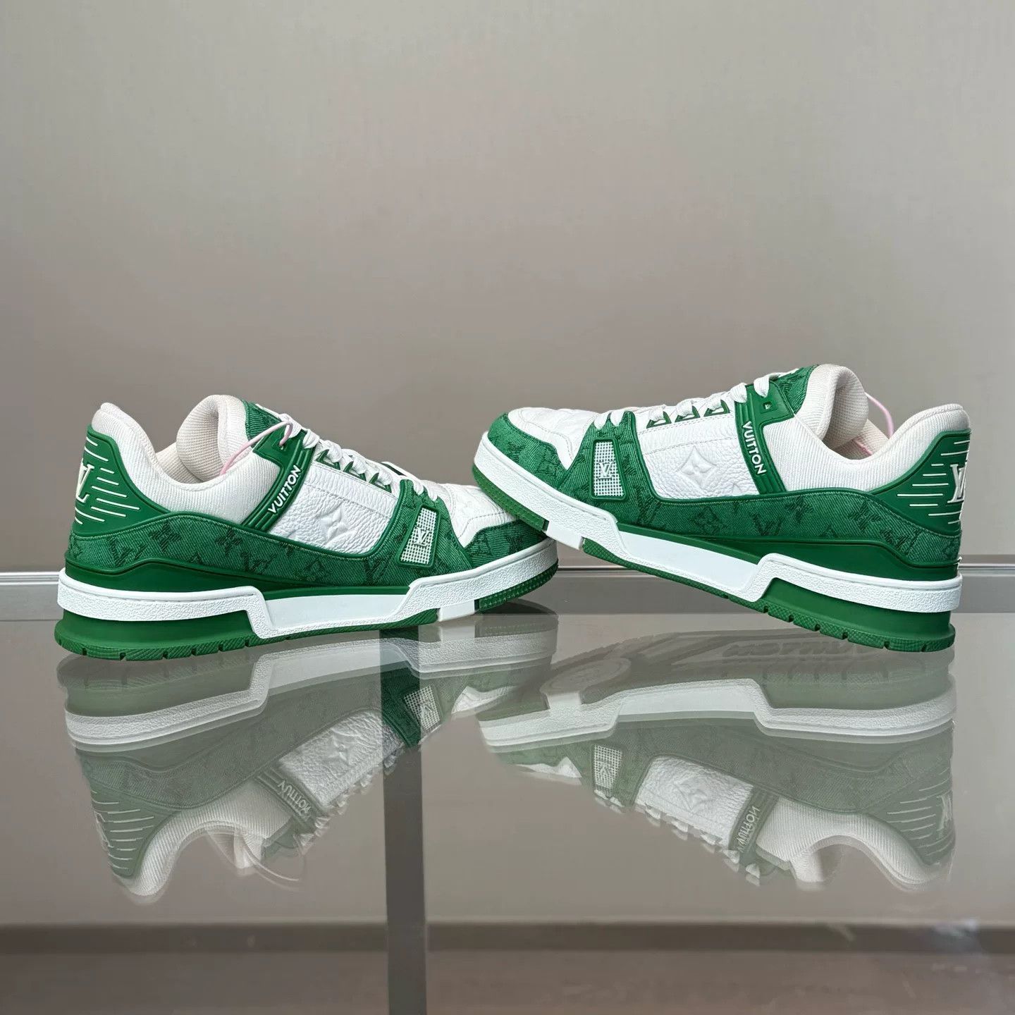 Louis Vuitton Louis Vuitton Trainer White Green Denim Size US 8.5 / EU 41-42 - 6 Thumbnail