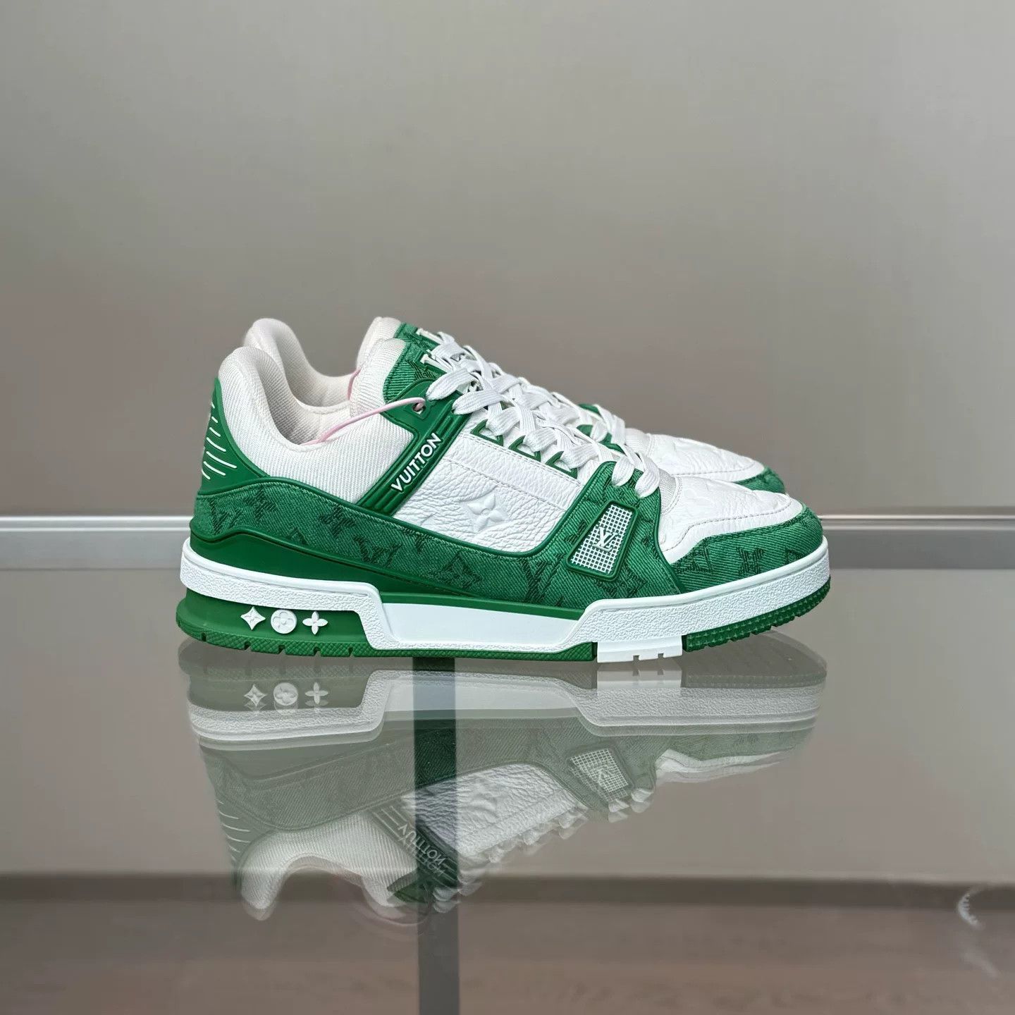 Louis Vuitton Louis Vuitton Trainer White Green Denim Size US 8.5 / EU 41-42 - 5 Thumbnail