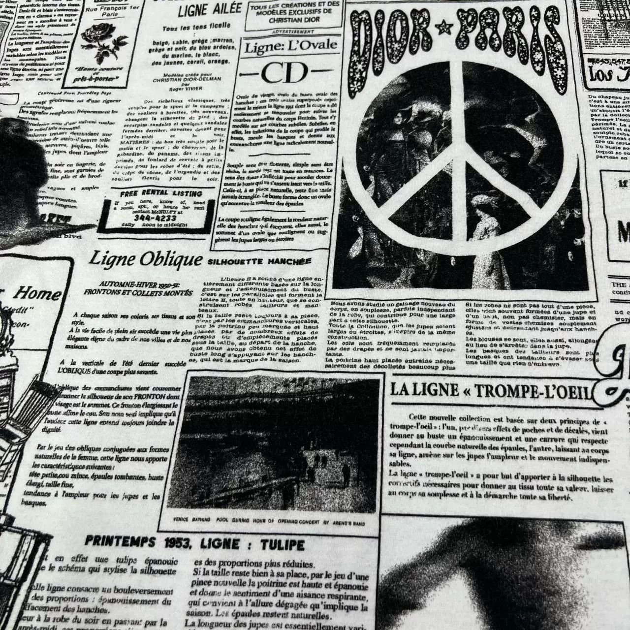 Dior DIOR 23FW ERL Collaboration Anti-War Newspaper Tee Size US XXL / EU 58 / 5 - 7 Thumbnail