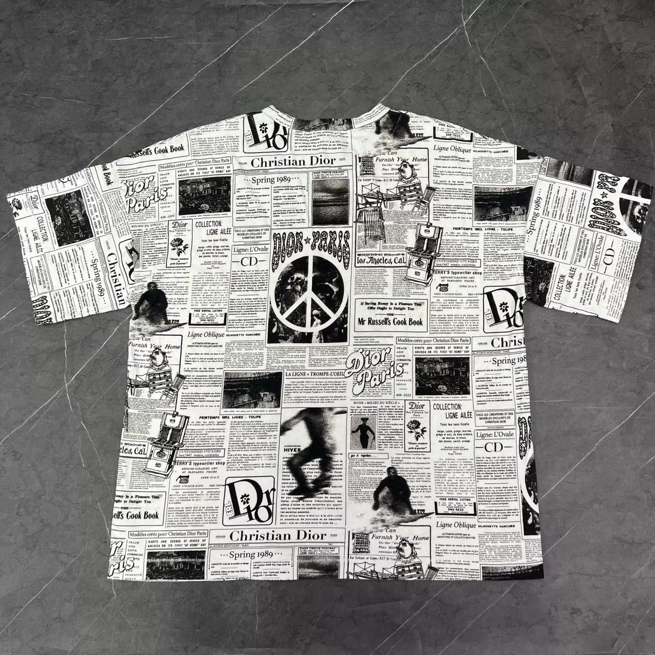 Dior DIOR 23FW ERL Collaboration Anti-War Newspaper Tee Size US XXL / EU 58 / 5 - 2 Thumbnail