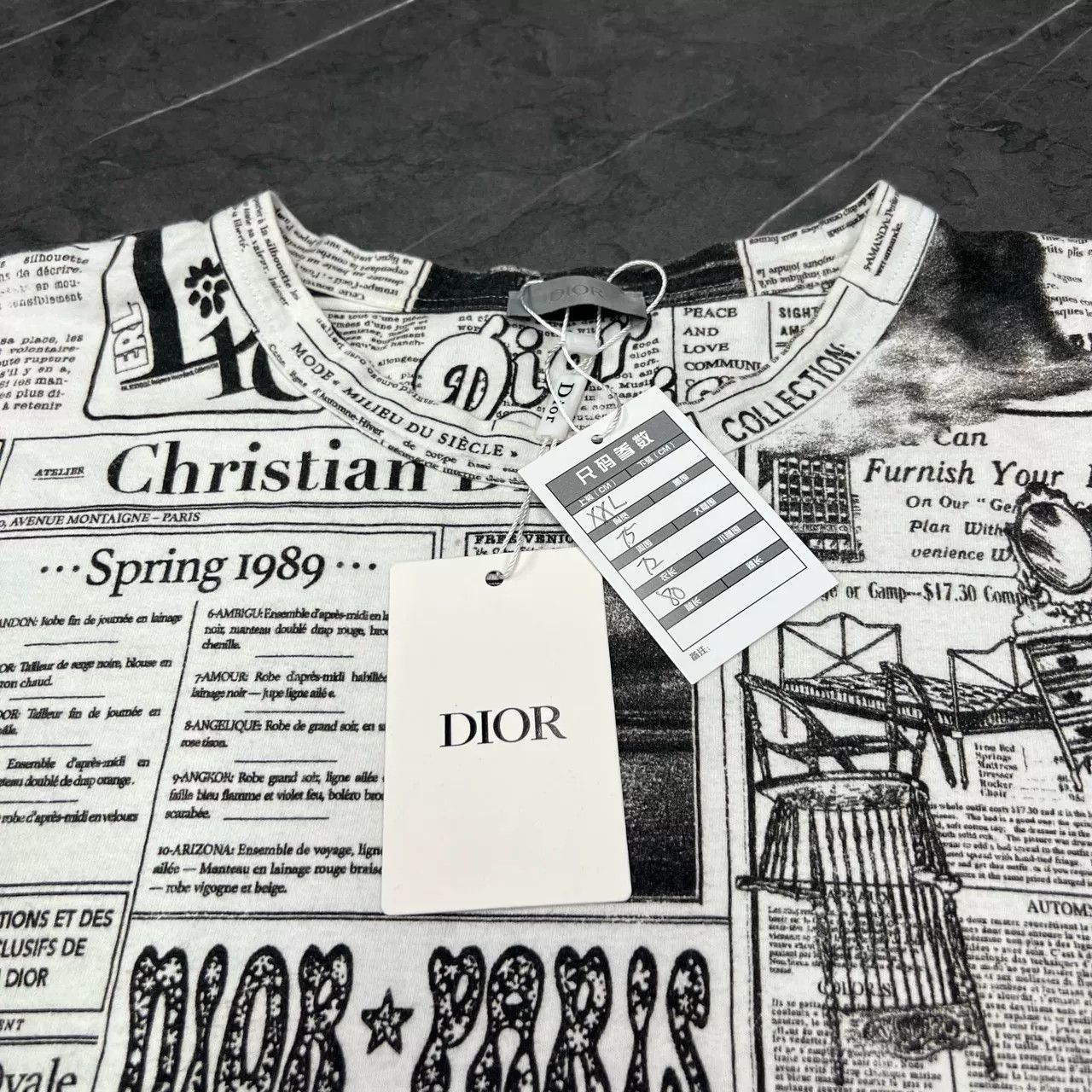 Dior DIOR 23FW ERL Collaboration Anti-War Newspaper Tee Size US XXL / EU 58 / 5 - 3 Thumbnail
