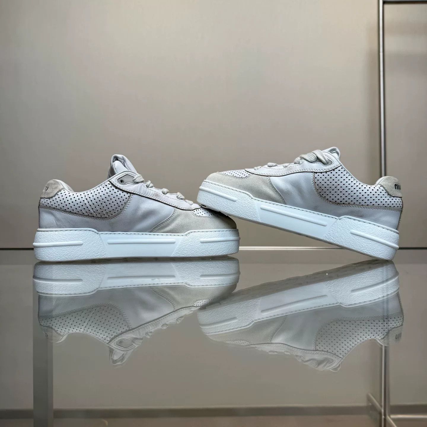 Miu Miu Miumiu White Distressed Sneakers Size US 6 / IT 36 - 6 Thumbnail