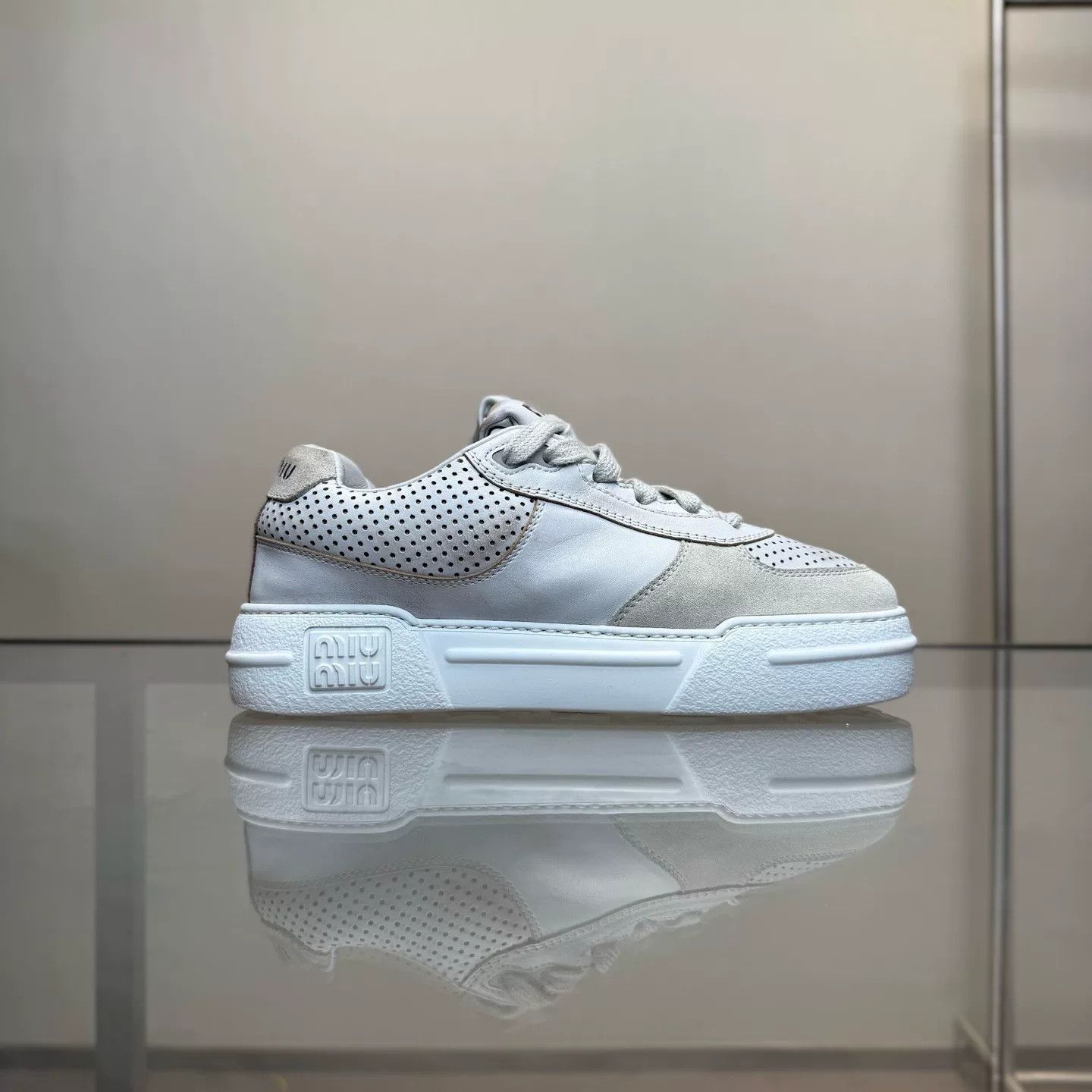 Miu Miu Miumiu White Distressed Sneakers Size US 6 / IT 36 - 3 Thumbnail