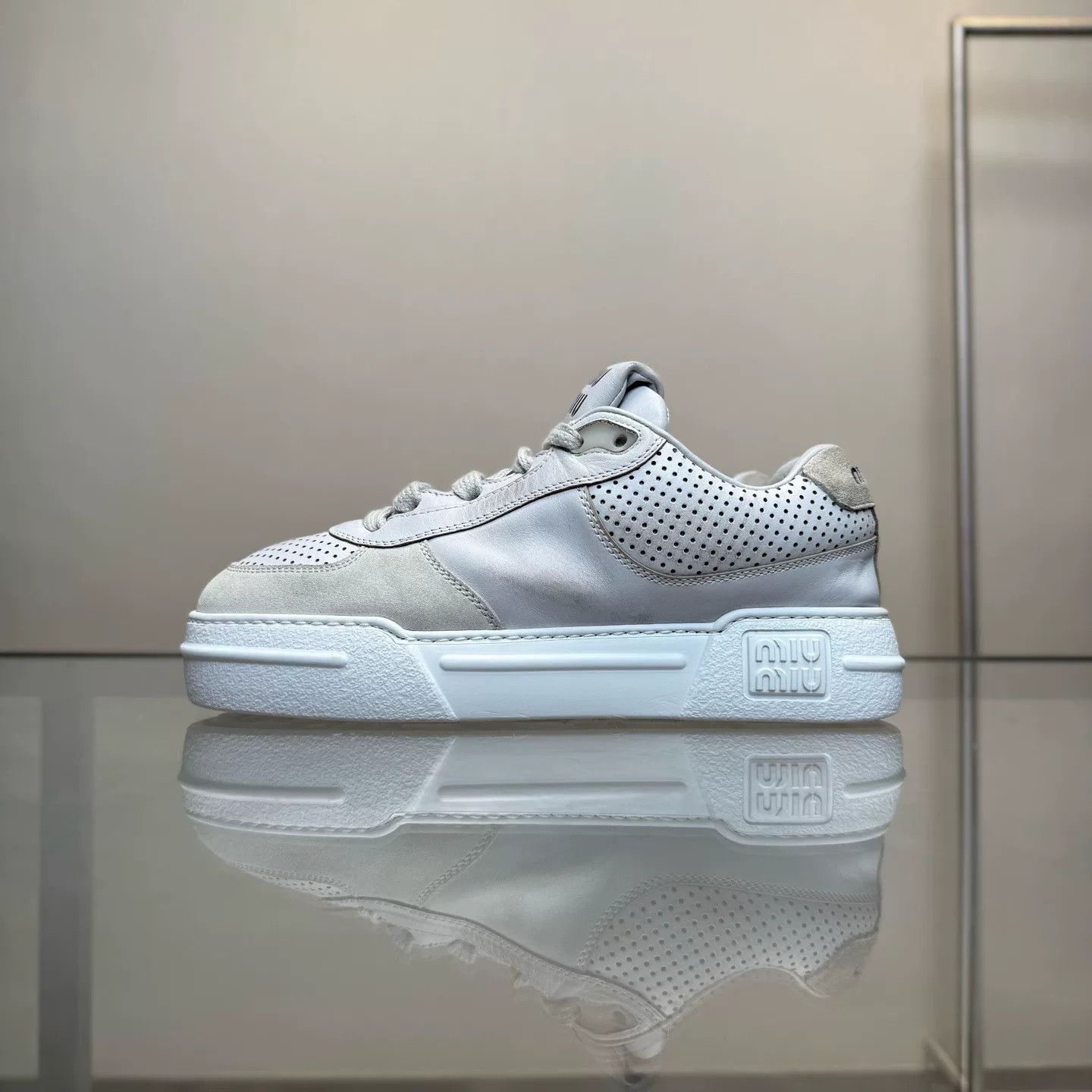 Miu Miu Miumiu White Distressed Sneakers Size US 6 / IT 36 - 5 Thumbnail