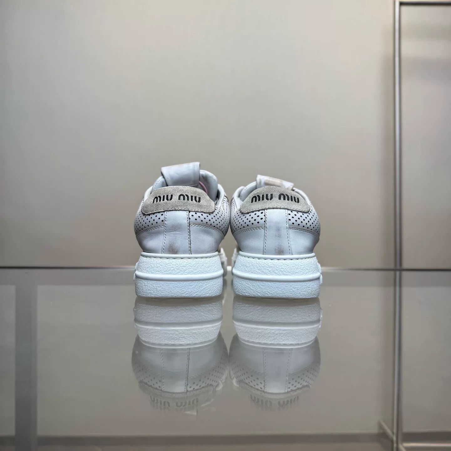 Miu Miu Miumiu White Distressed Sneakers Size US 6 / IT 36 - 4 Thumbnail