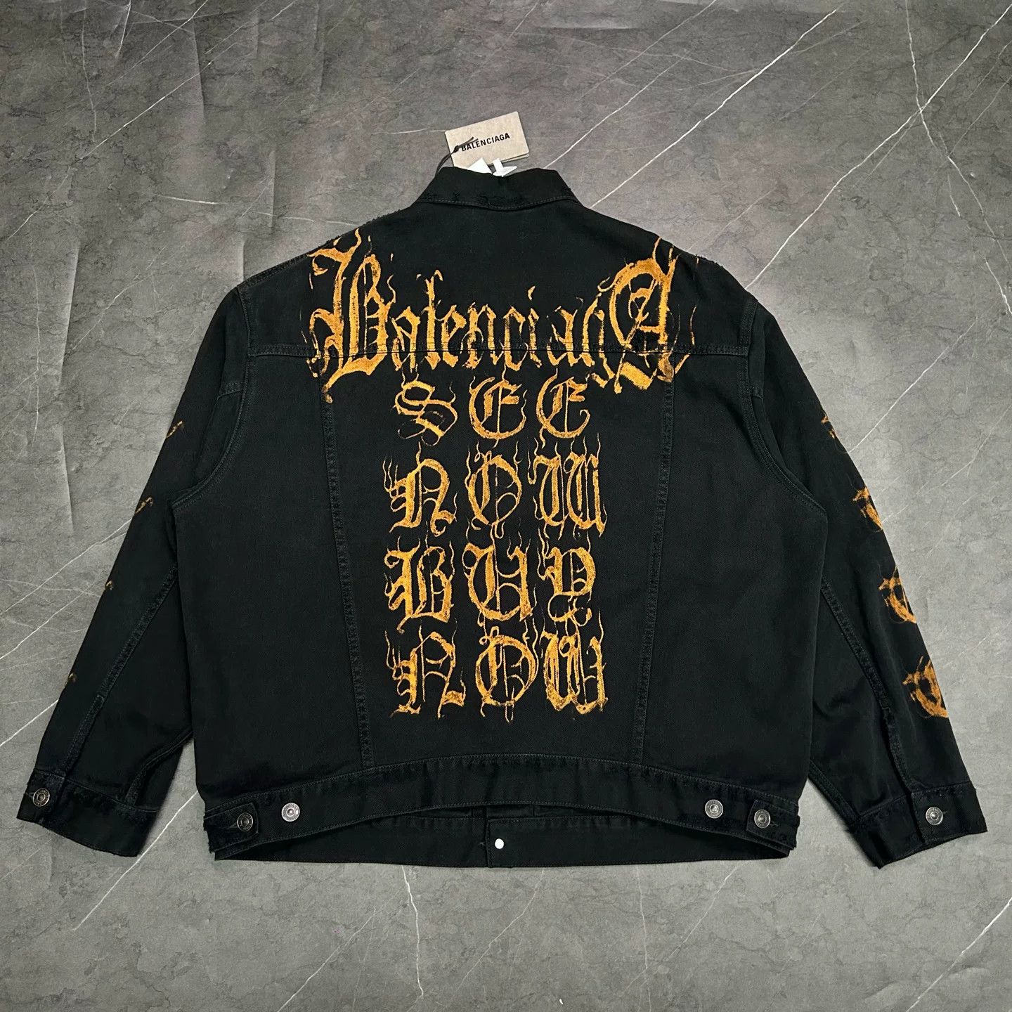 Balenciaga Balenciaga Sanskrit Tie-Dye Distressed Denim Jacket Size US S / EU 44-46 / 1 - 2 Thumbnail