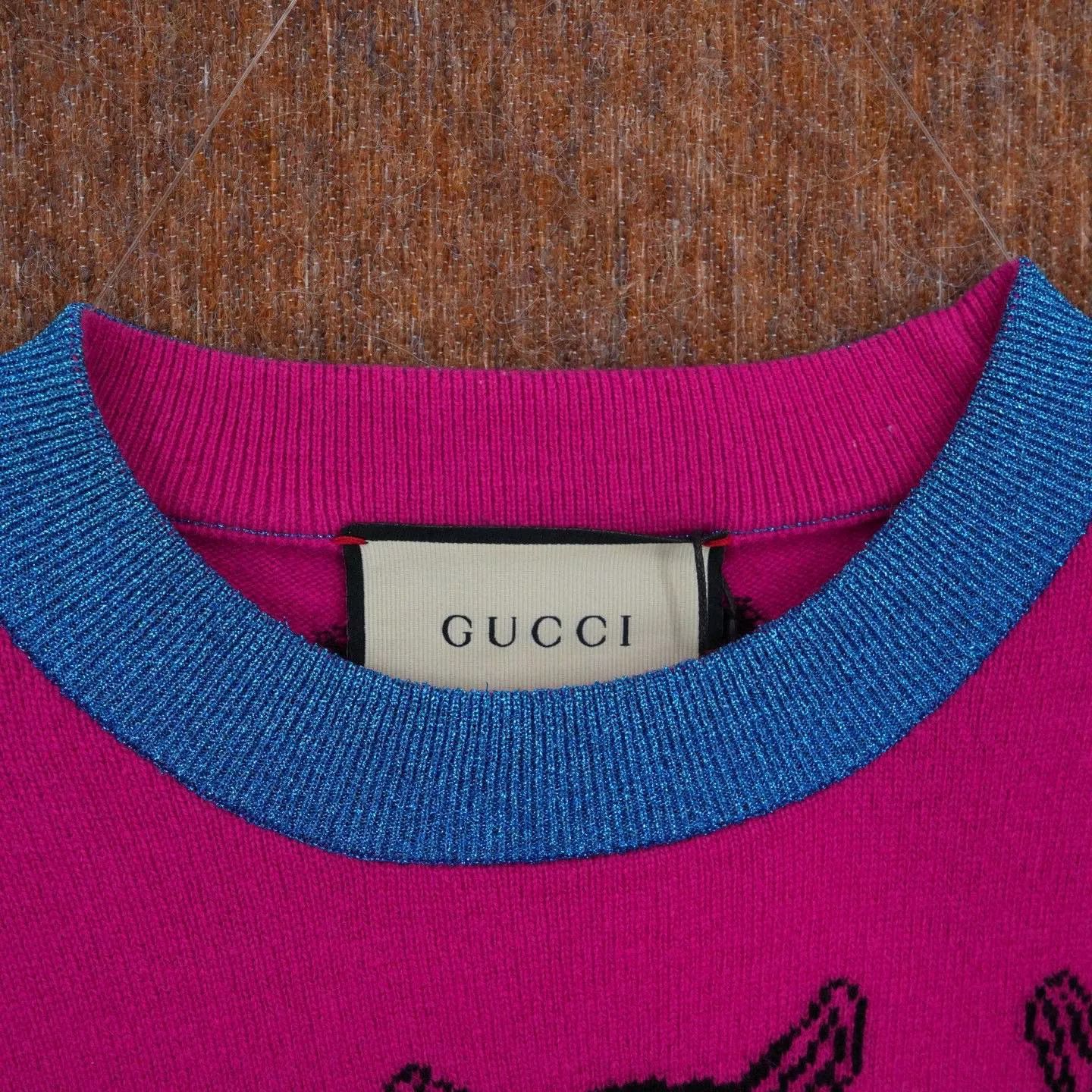 Gucci Gucci Cat Pattern Knit Wool Sweater Size S / US 4 / IT 40 - 3 Thumbnail