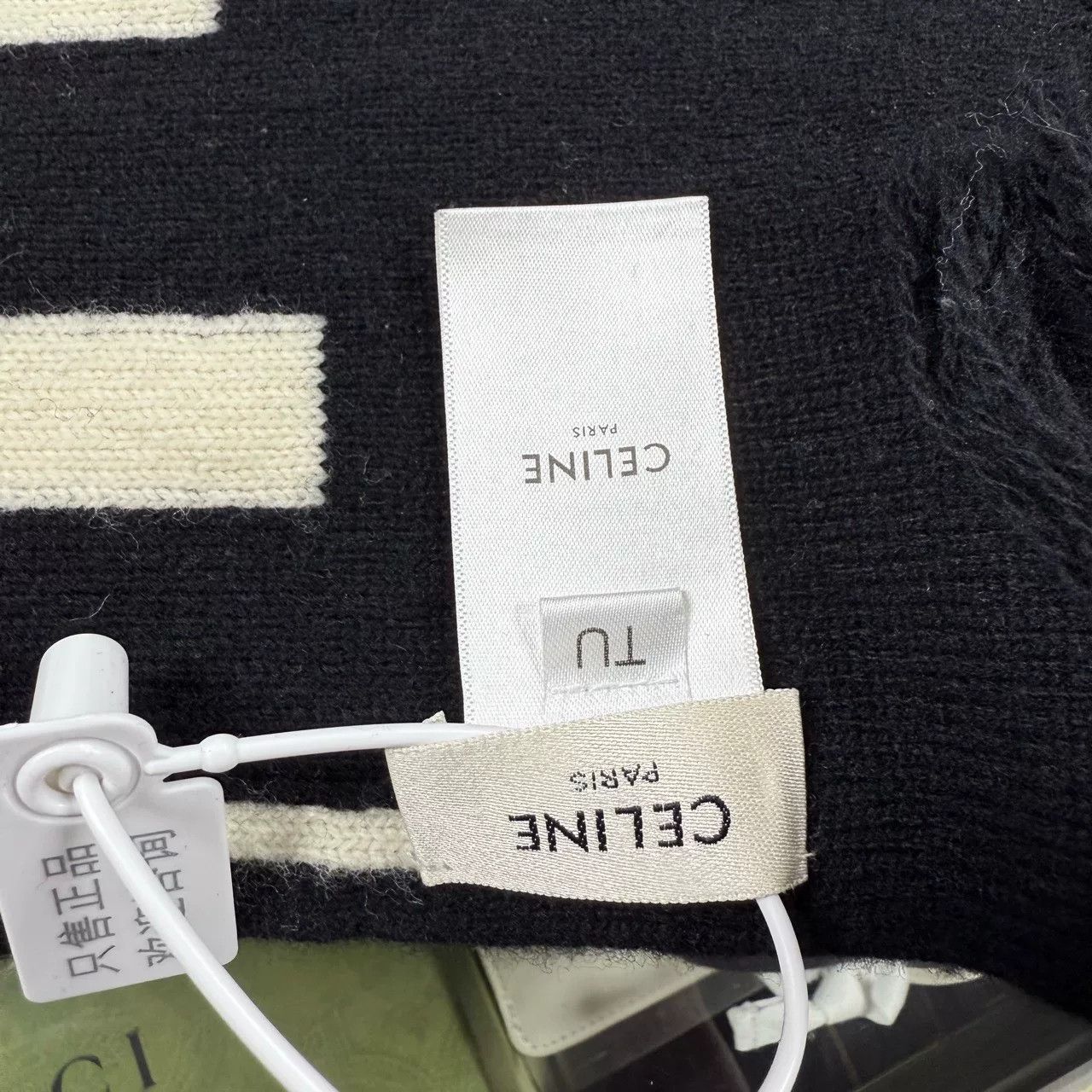 Celine CELINE Black Wool Fringe Scarf Size ONE SIZE - 3 Thumbnail