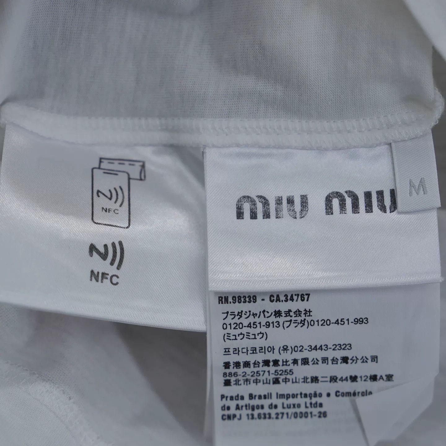 Miu Miu Miu Miu Chest Embroidered Logo White T-shirt Size M / US 6-8 / IT 42-44 - 4 Thumbnail