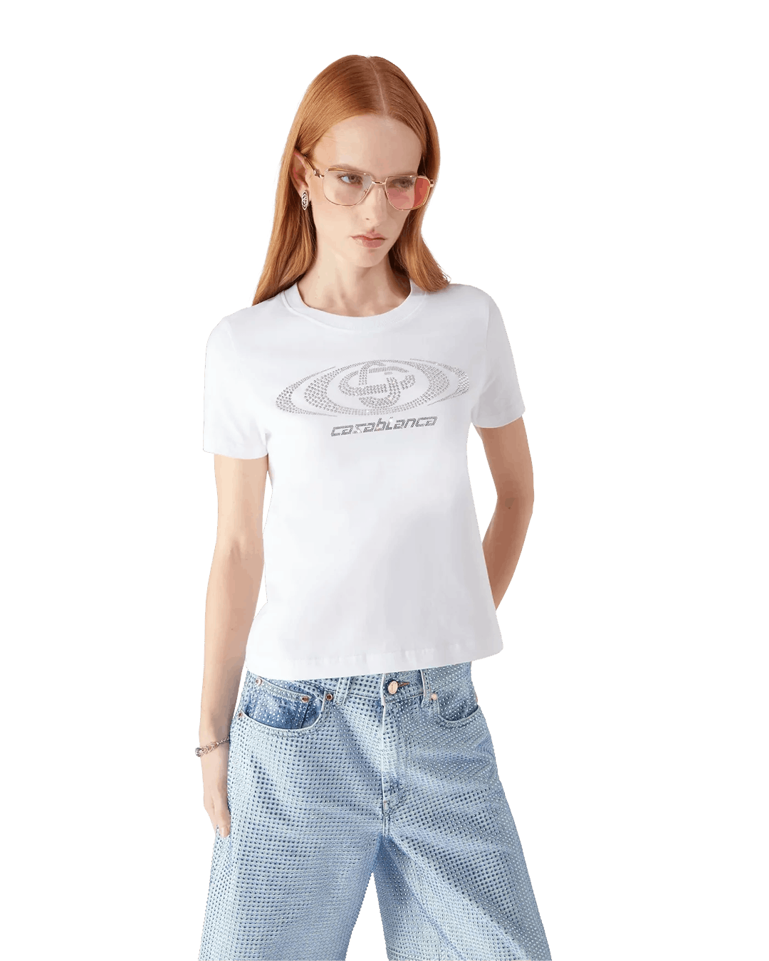 Casablanca Crystal Warped Logo Fitted T-shirt Size US M / EU 48-50 / 2 - 4 Thumbnail