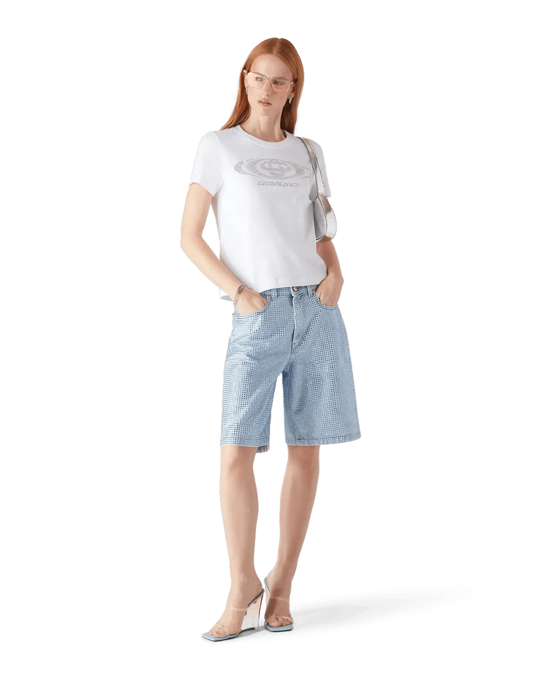 Casablanca Crystal Warped Logo Fitted T-shirt Size US M / EU 48-50 / 2 - 2 Thumbnail
