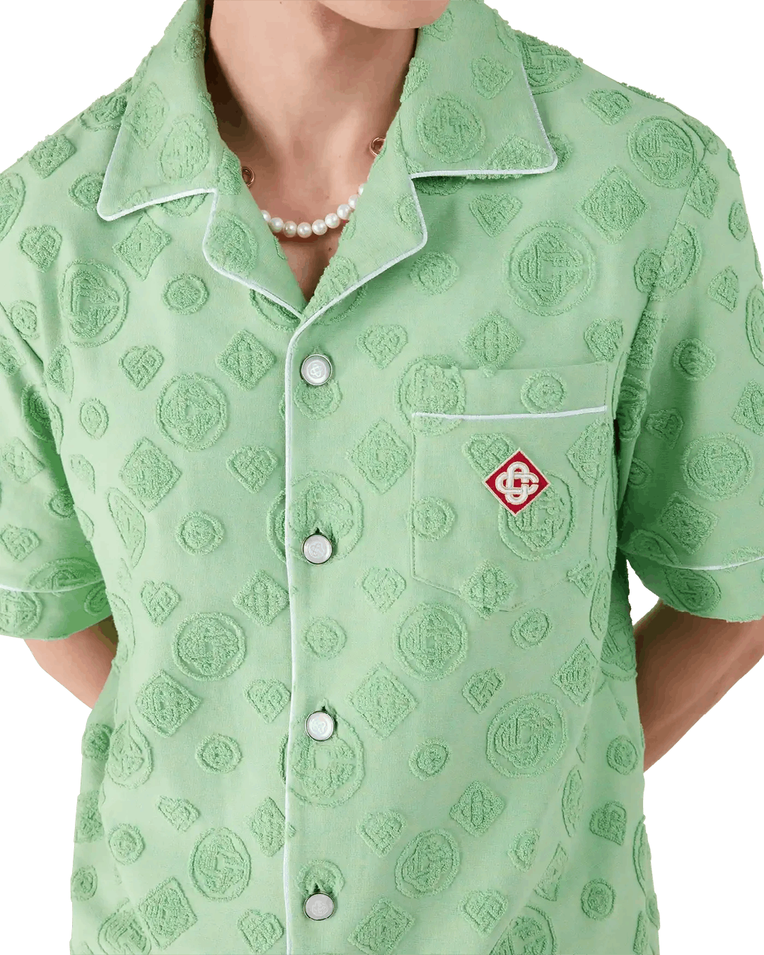Casablanca Towelling Monogram Shirt Green Size US M / EU 48-50 / 2 - 5 Thumbnail