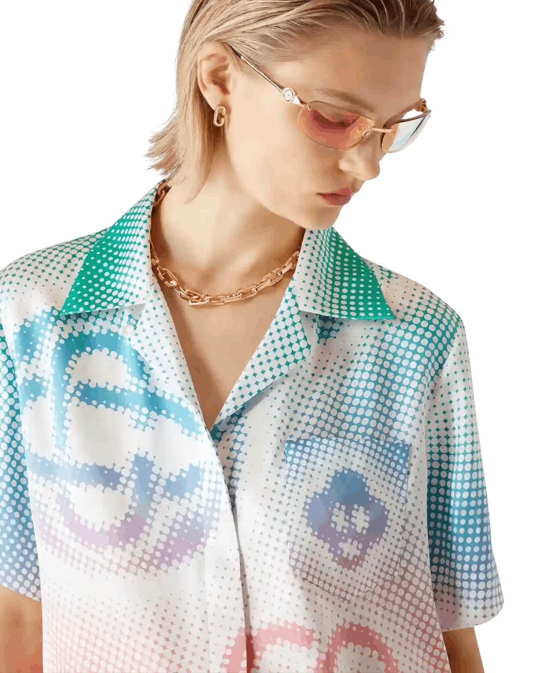 Casablanca Halftone Logo Cuban Collar SS Shirt Size US XS / EU 42 / 0 - 6 Thumbnail