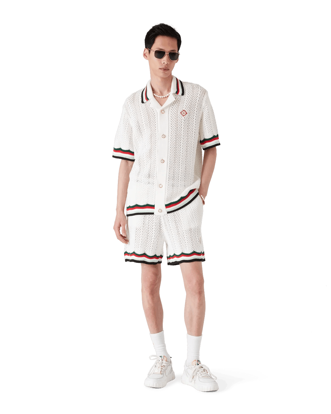 Casablanca Cotton Chevron Crochet Shorts White Size US 28 / EU 44 - 2 Thumbnail