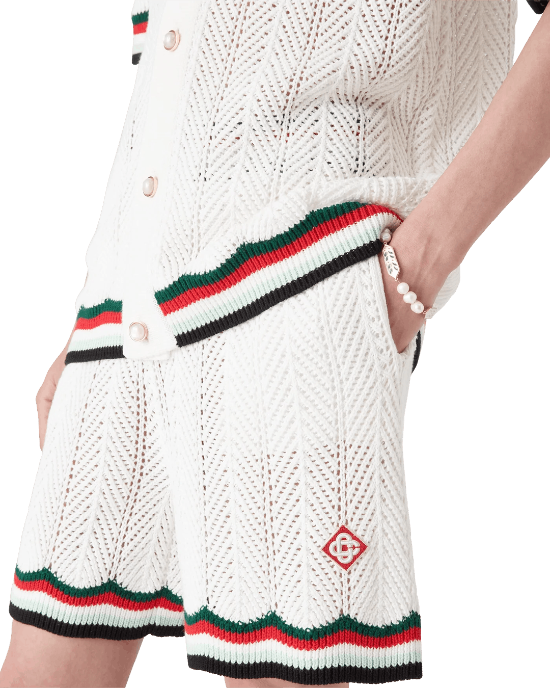 Casablanca Cotton Chevron Crochet Shorts White Size US 28 / EU 44 - 4 Thumbnail
