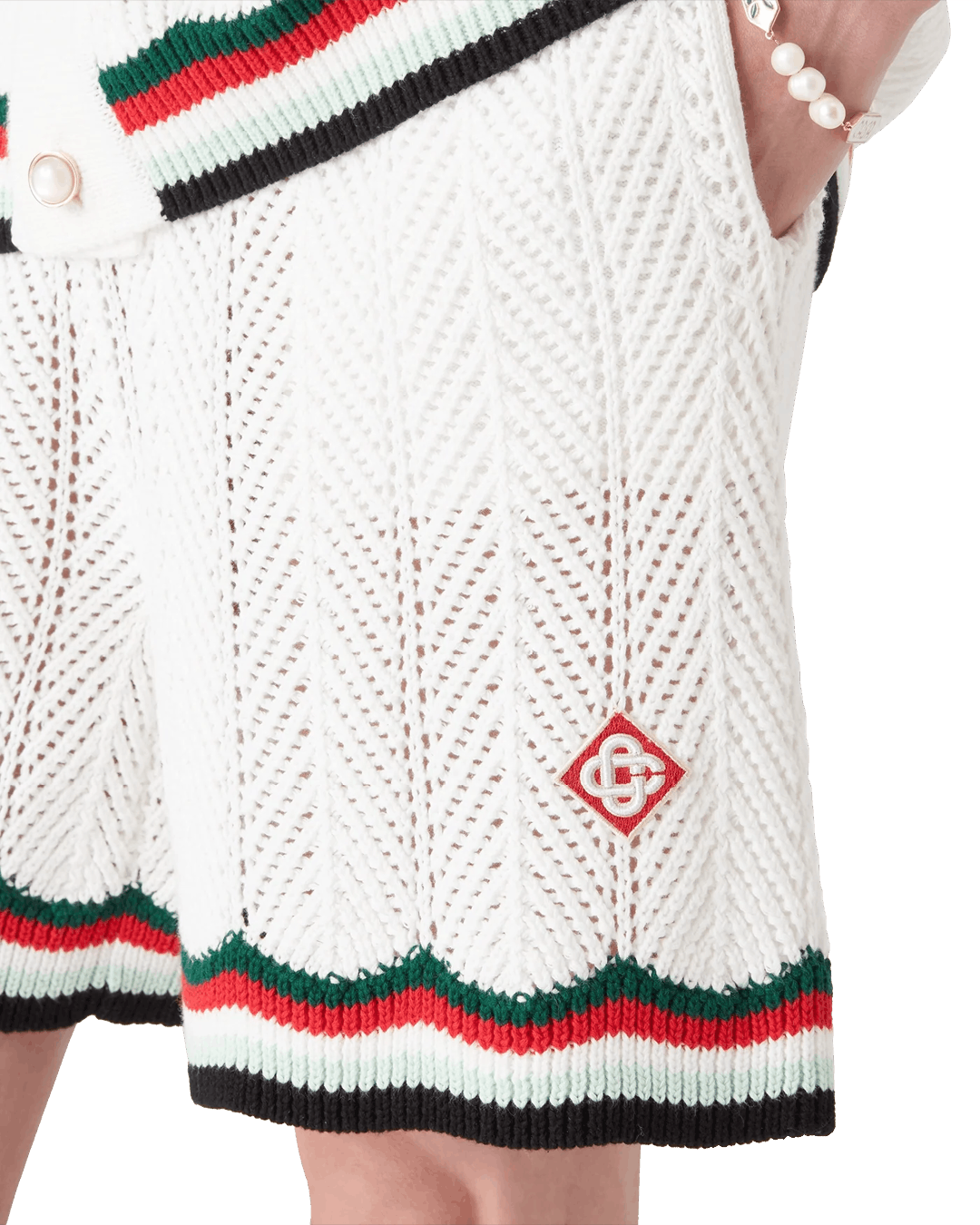 Casablanca Cotton Chevron Crochet Shorts White Size US 28 / EU 44 - 5 Thumbnail