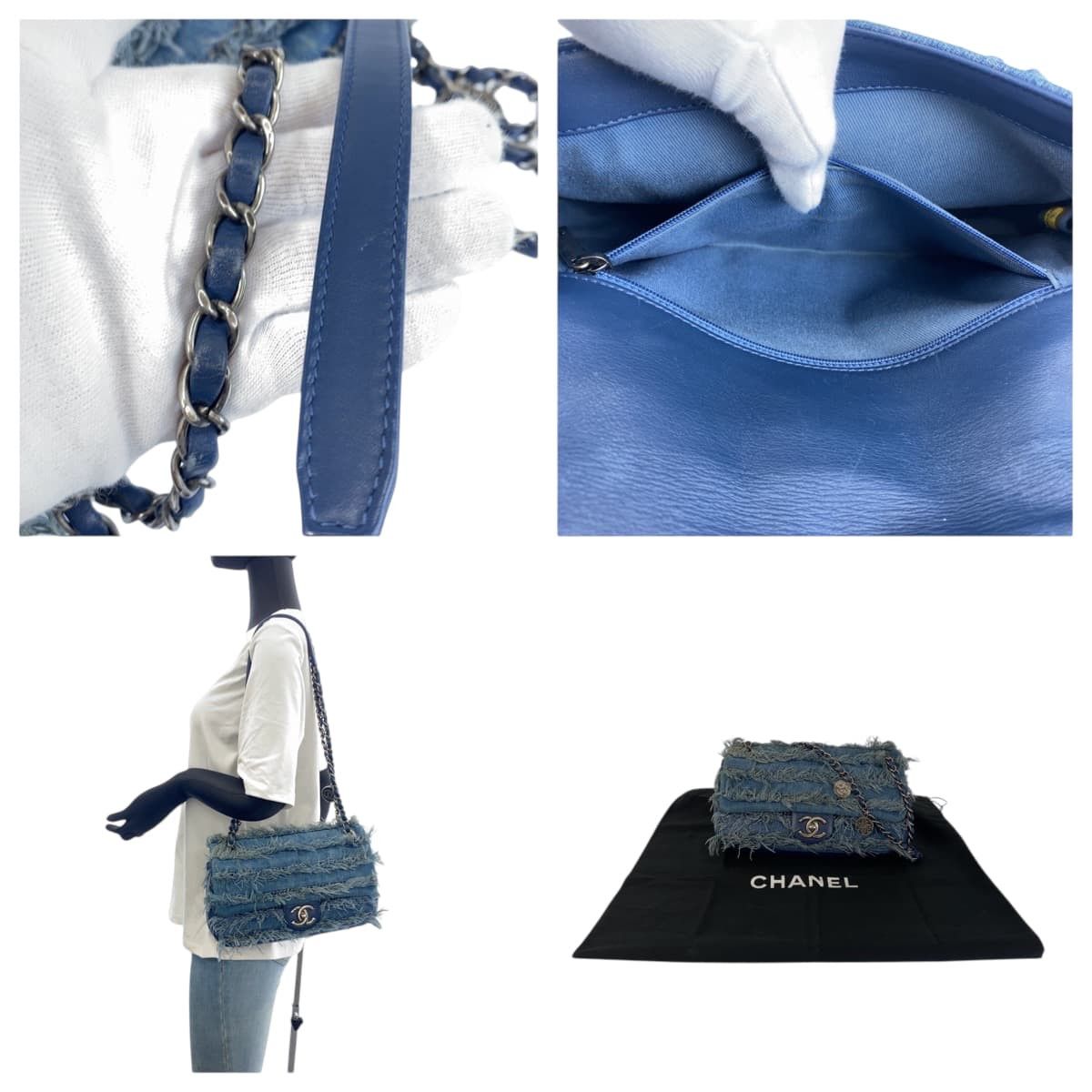 Chanel Chanel CHANEL Coco Mark Turn Lock Denim Leather Shoulder Bag Textile Shoulder Bag A92708 DUTY FREE for USA Size ONE SIZE - 6 Thumbnail