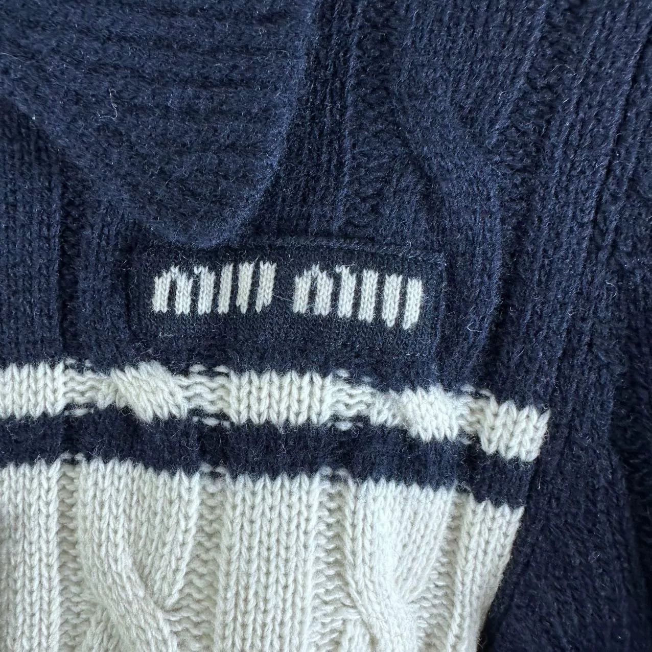 Miu Miu Miu Miu Dark Blue White Cardigan Size 36 Size XS / US 0-2 / IT 36-38 - 8 Thumbnail