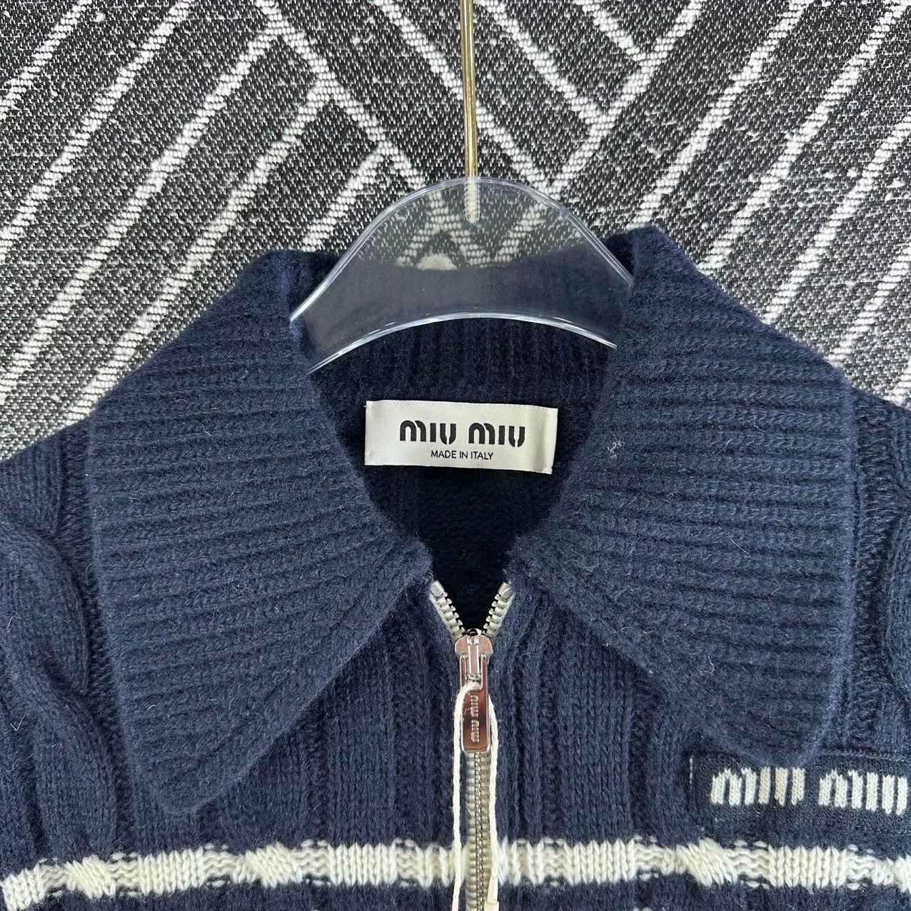 Miu Miu Miu Miu Dark Blue White Cardigan Size 36 Size XS / US 0-2 / IT 36-38 - 3 Thumbnail