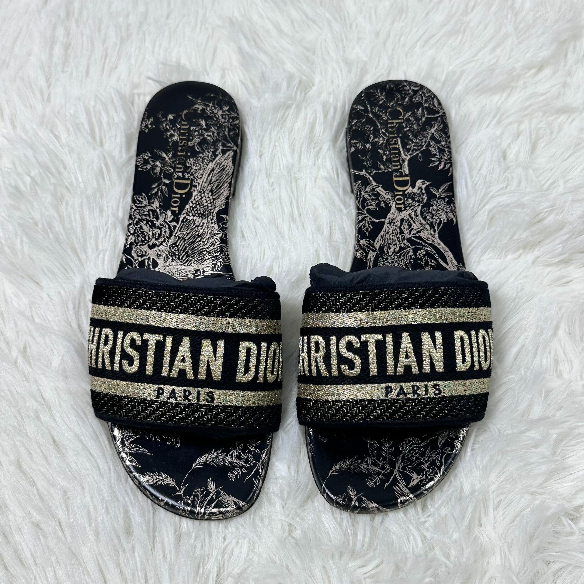 Dior DIOR Dway Metallic Embroidered Floral Sandals Size US 5 / IT 35 - 2 Thumbnail