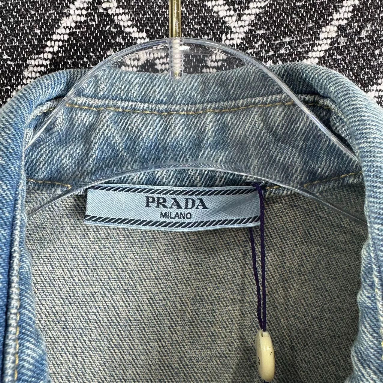 Prada Prada Light Blue Distressed Denim Shirt Size XS / US 0-2 / IT 36-38 - 3 Thumbnail